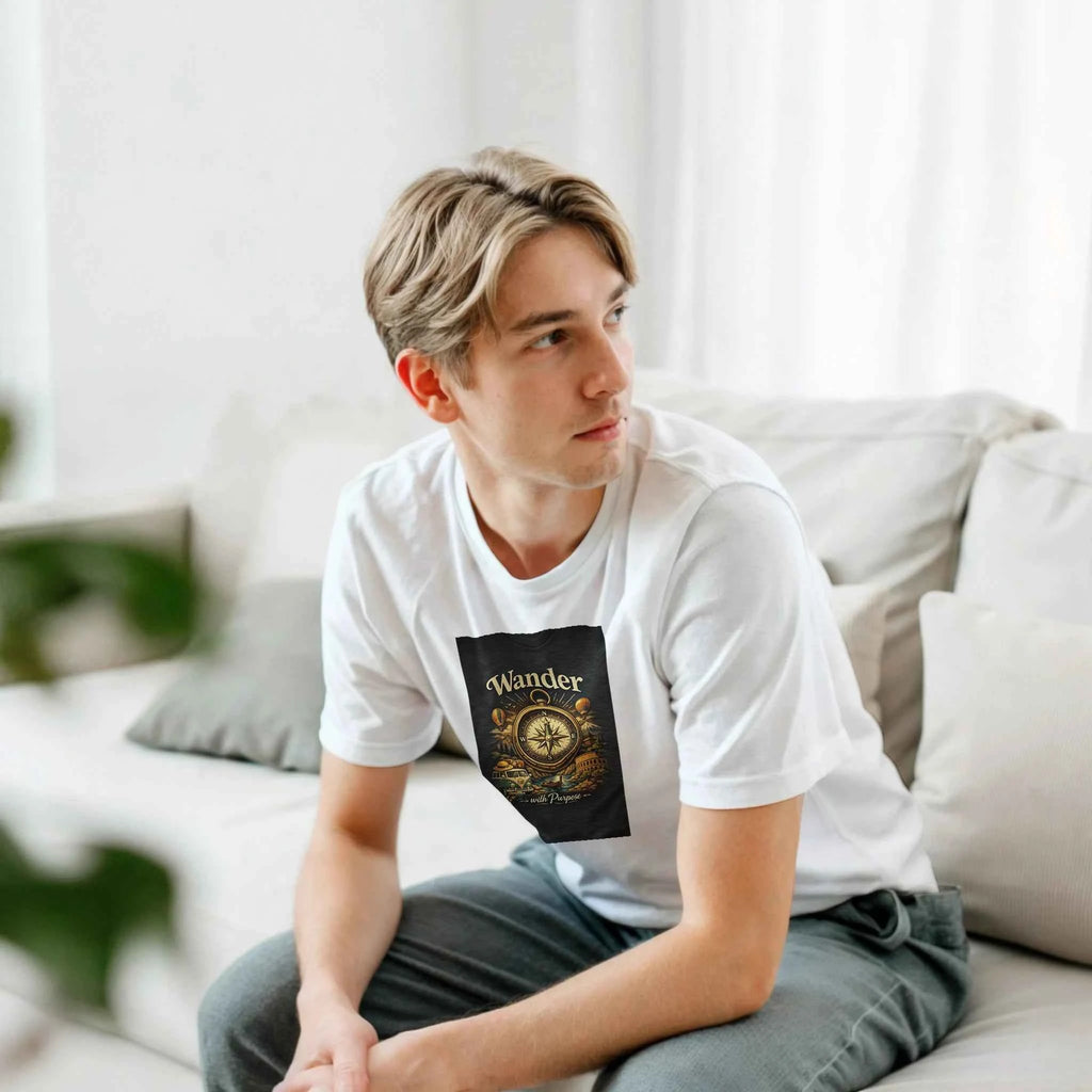 Vintage Wander With Purpose Travel T-Shirt – Premium Soft Cotton Graphic Tee