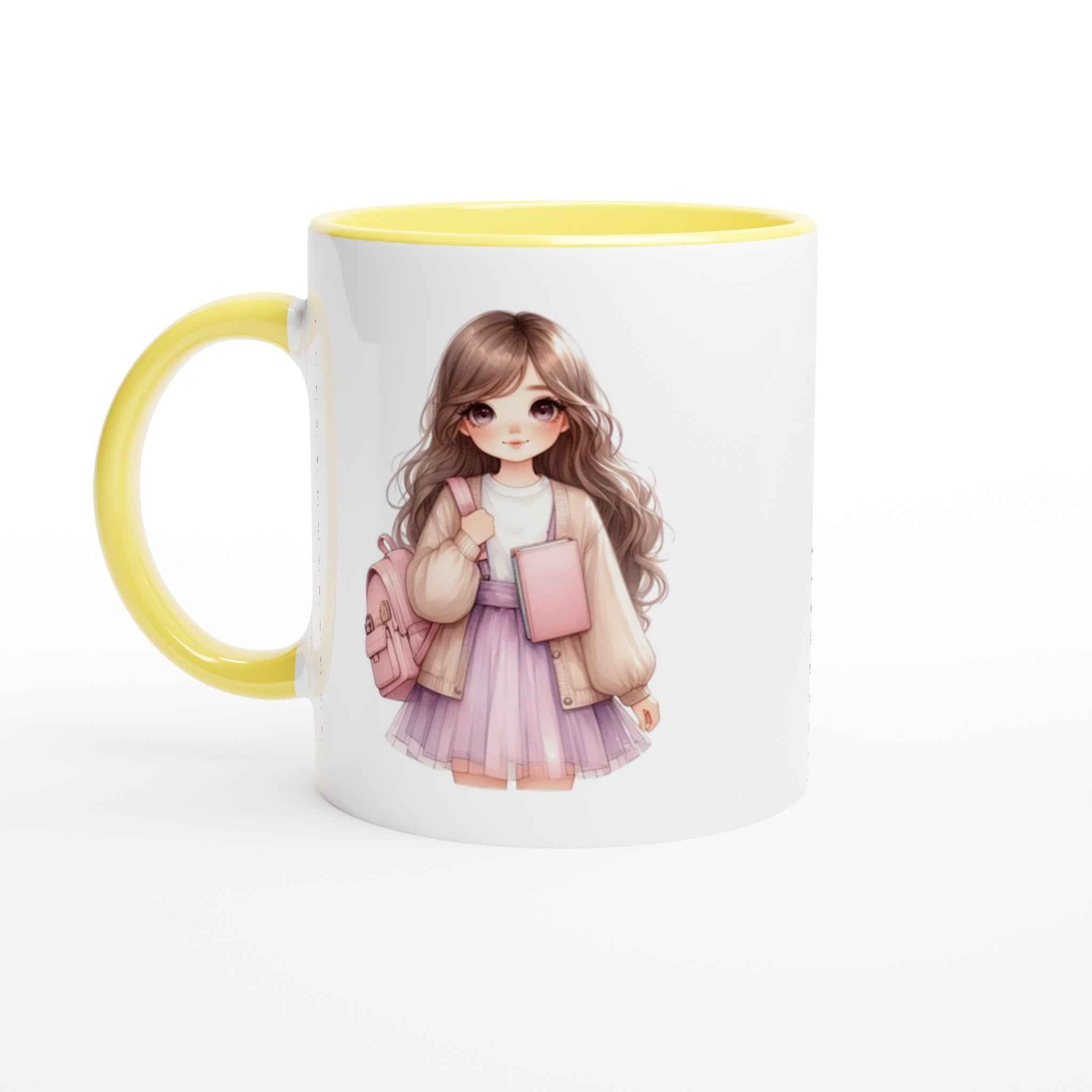 Cute Girl Mug, Aesthetic Coffee Cup, Personalized Gift for Her, Kawaii Ceramic Mug, Tea Lover Gift, Unique Illustration Drinkware