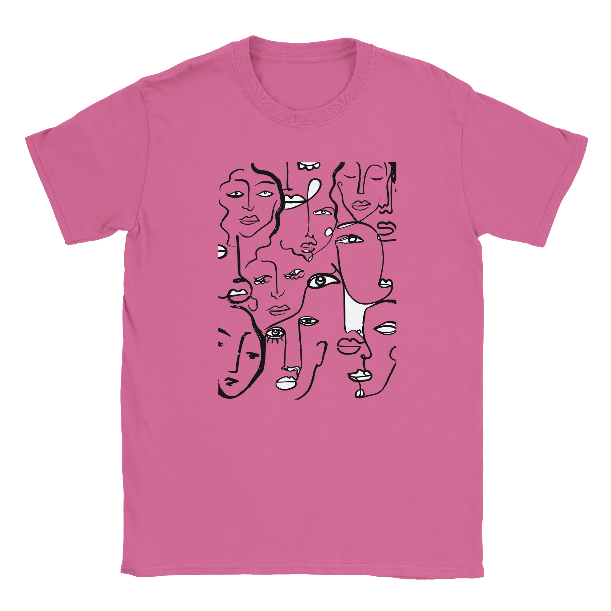 Artistic Many Faces Graphic T-Shirt - Premium Soft Ring-Spun Cotton Crewneck