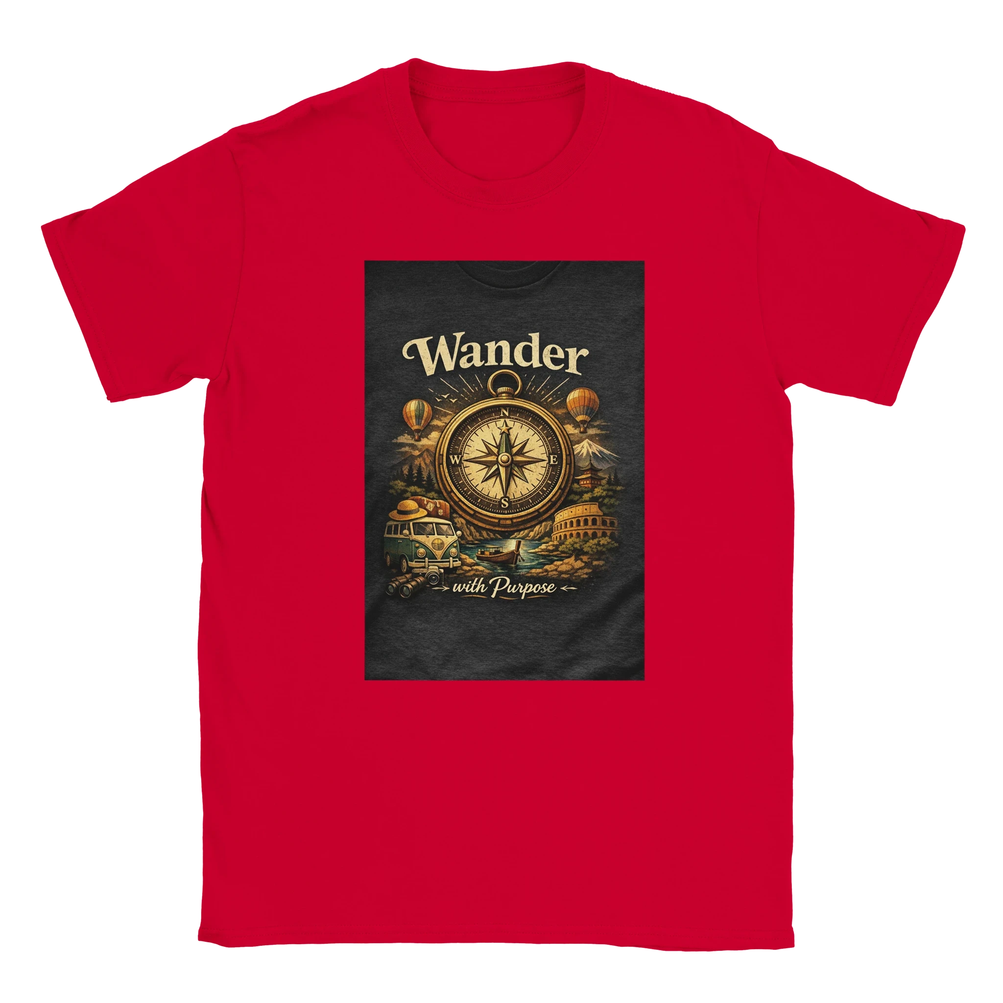 Vintage Wander With Purpose Travel T-Shirt – Premium Soft Cotton Graphic Tee
