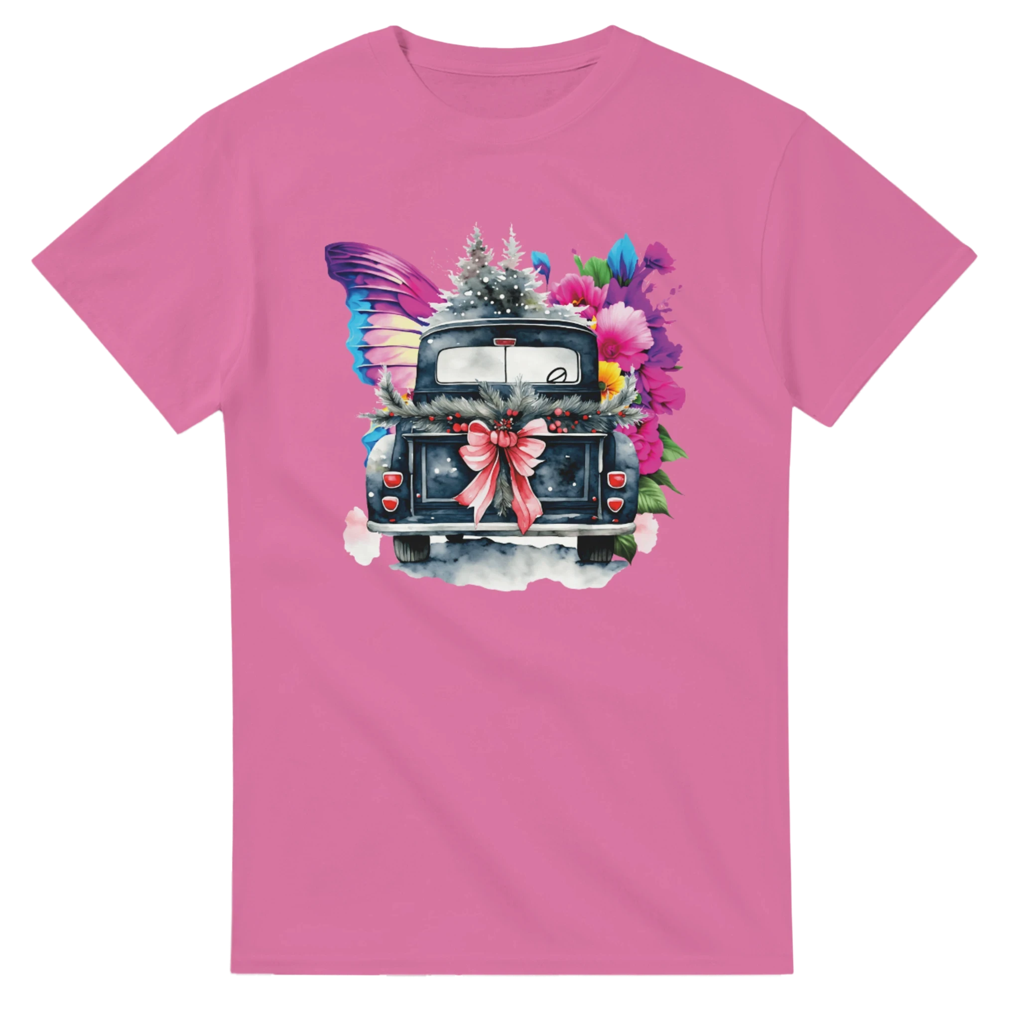 Bright Truck and Butterfly Design Heavyweight Unisex Crewneck T-shirt | Gildan® 5000