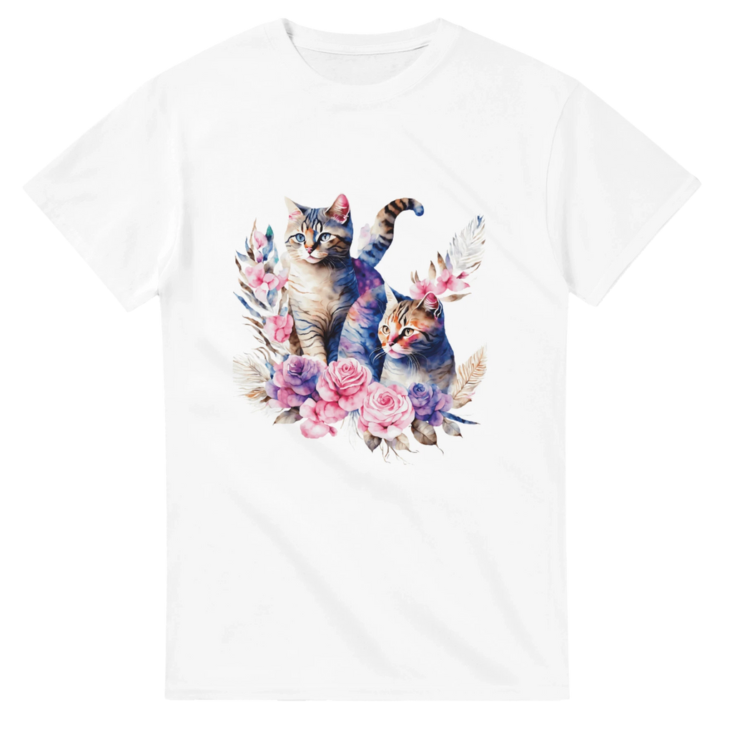 Colorful Cat Cotton T-Shirt - Premium Casual Crewneck Ideal Gift or for Cat Owners