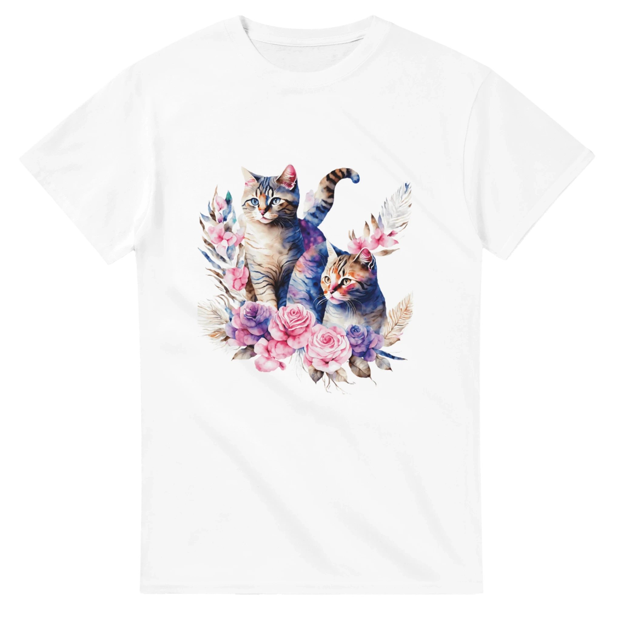 Colorful Cat Cotton T-Shirt - Premium Casual Crewneck Ideal Gift or for Cat Owners