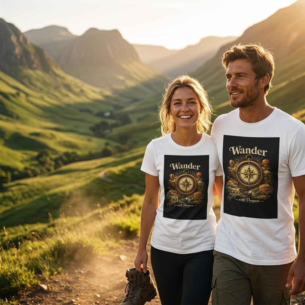Vintage Wander With Purpose Travel T-Shirt – Premium Soft Cotton Graphic Tee