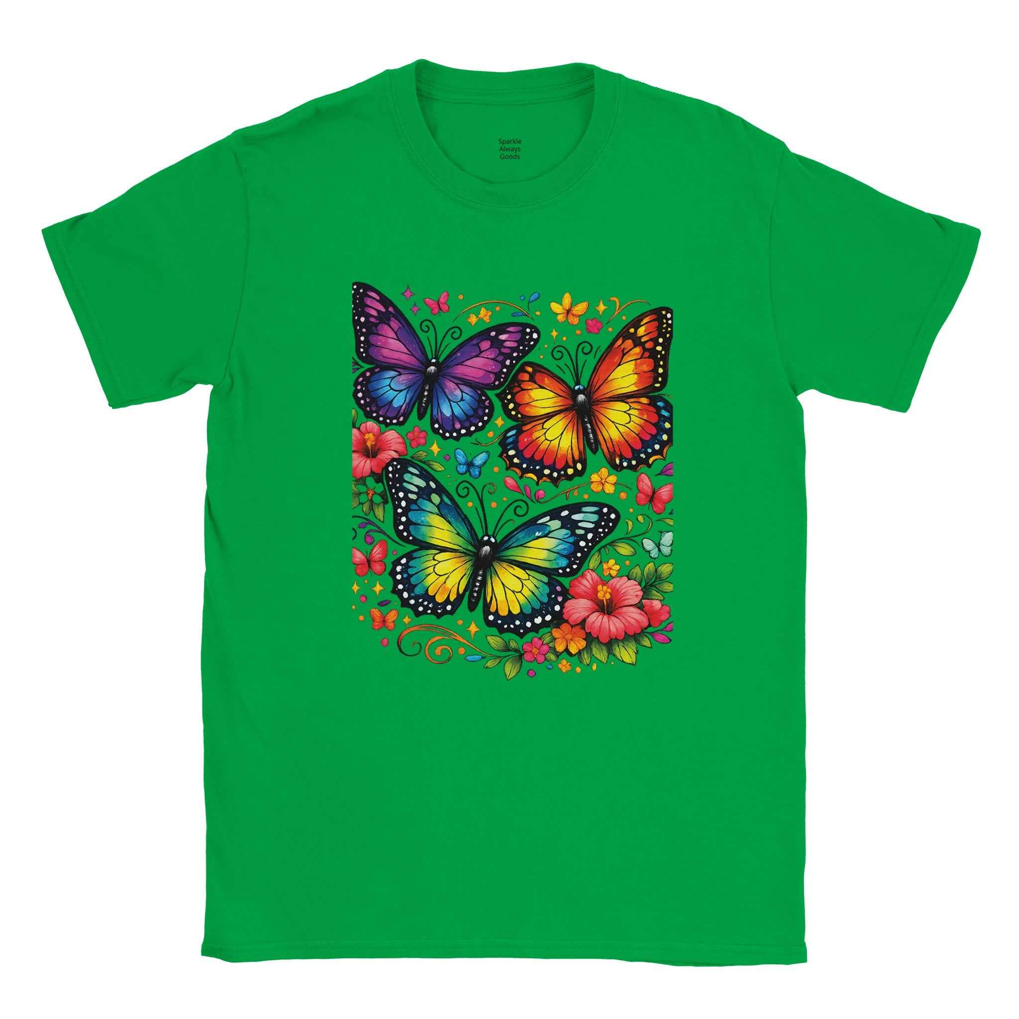 Chic Colorful Butterfly Graphic T-Shirt - 100% Cotton Summer Tee