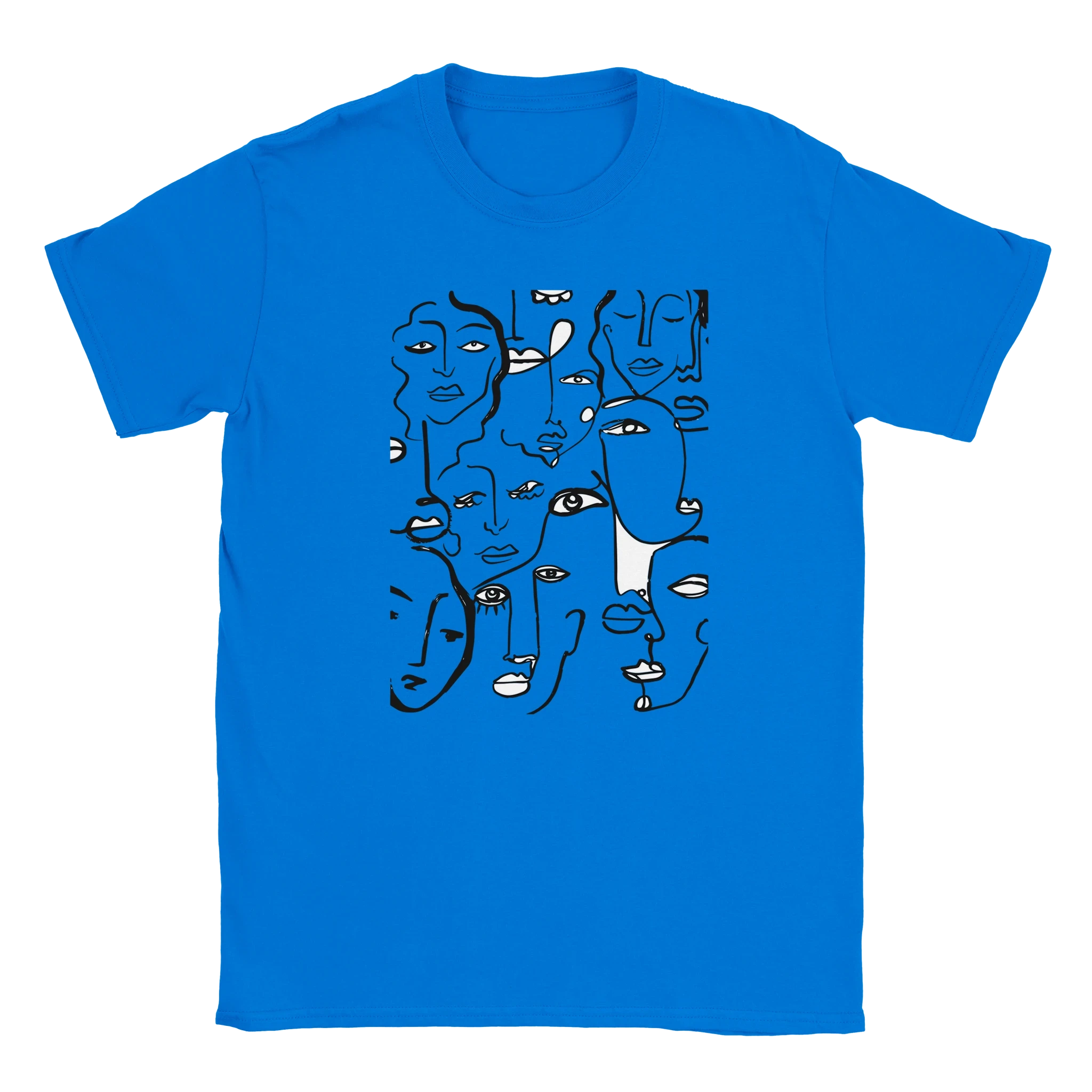 Artistic Many Faces Graphic T-Shirt - Premium Soft Ring-Spun Cotton Crewneck