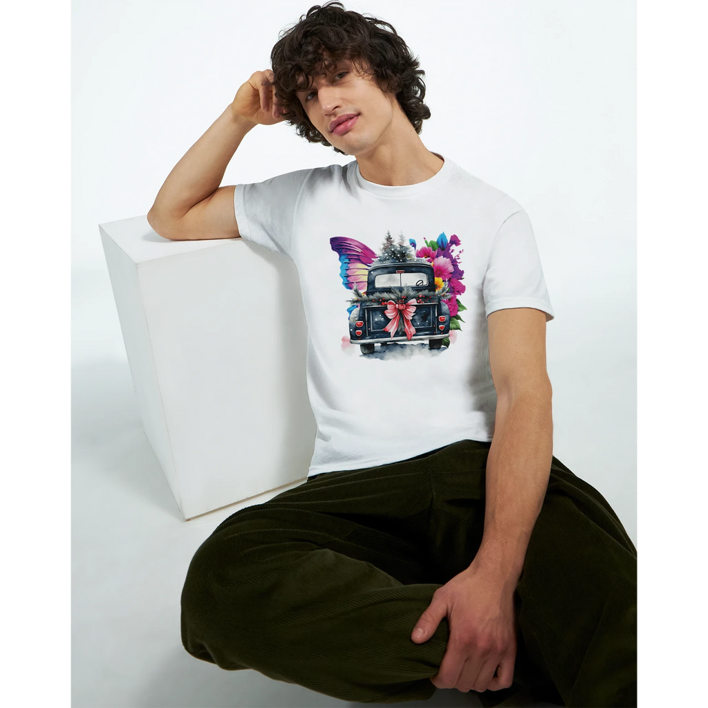 Bright Truck and Butterfly Design Heavyweight Unisex Crewneck T-shirt | Gildan® 5000
