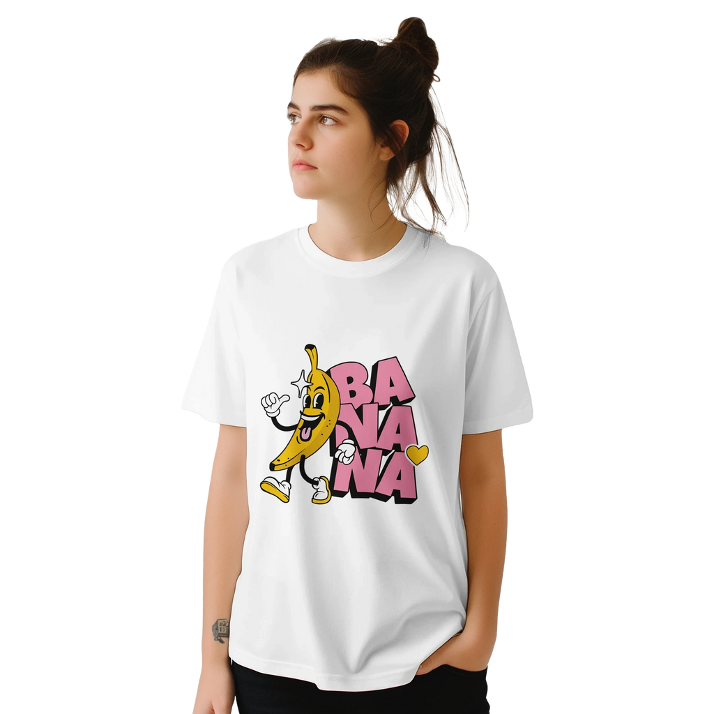 Smiling Banana Graphic T-Shirt - Premium Soft Cotton Crewneck