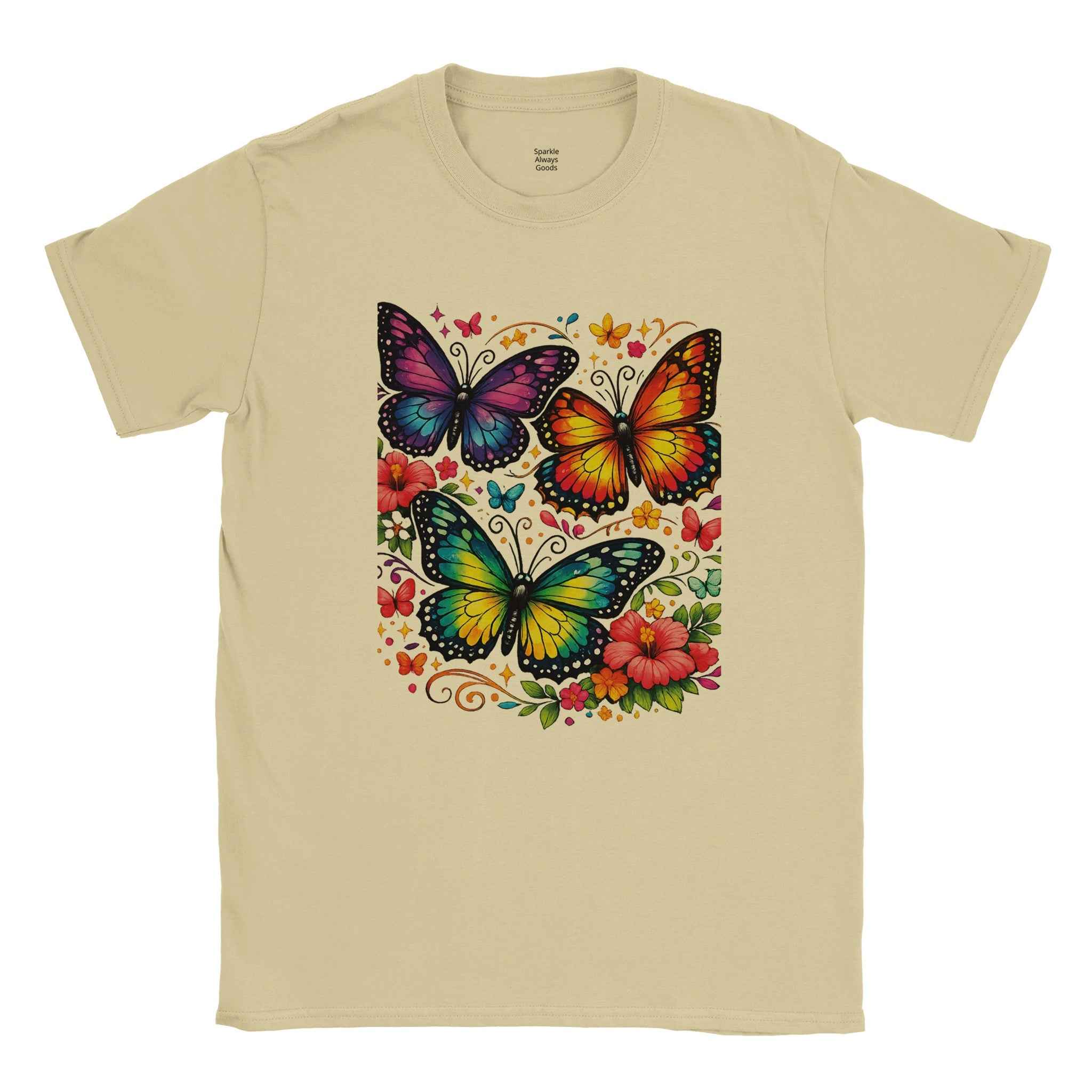 Chic Colorful Butterfly Graphic T-Shirt - 100% Cotton Summer Tee