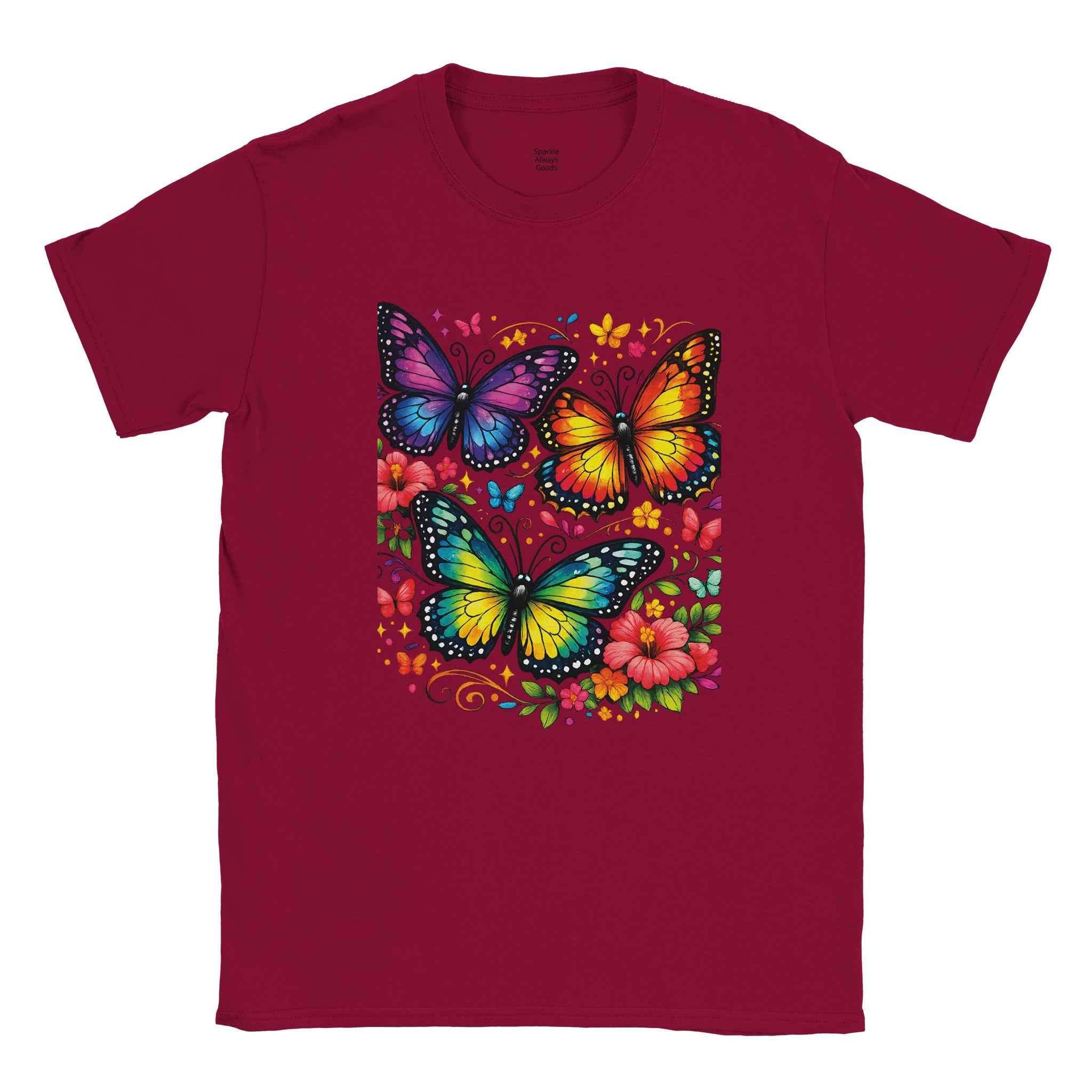Chic Colorful Butterfly Graphic T-Shirt - 100% Cotton Summer Tee