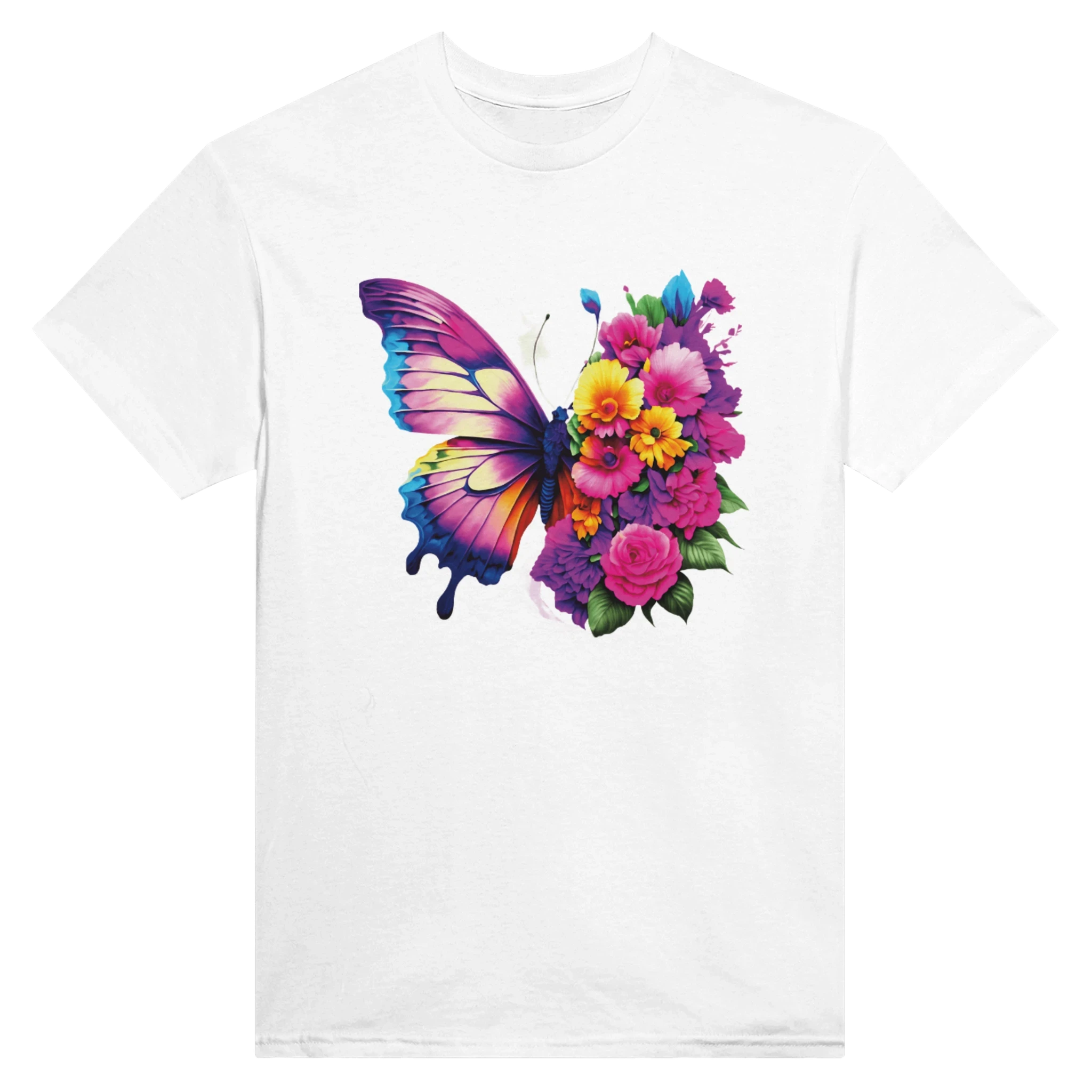 Butterfly and Flower Summer Bright T-Shirt – Casual Graphic Tee