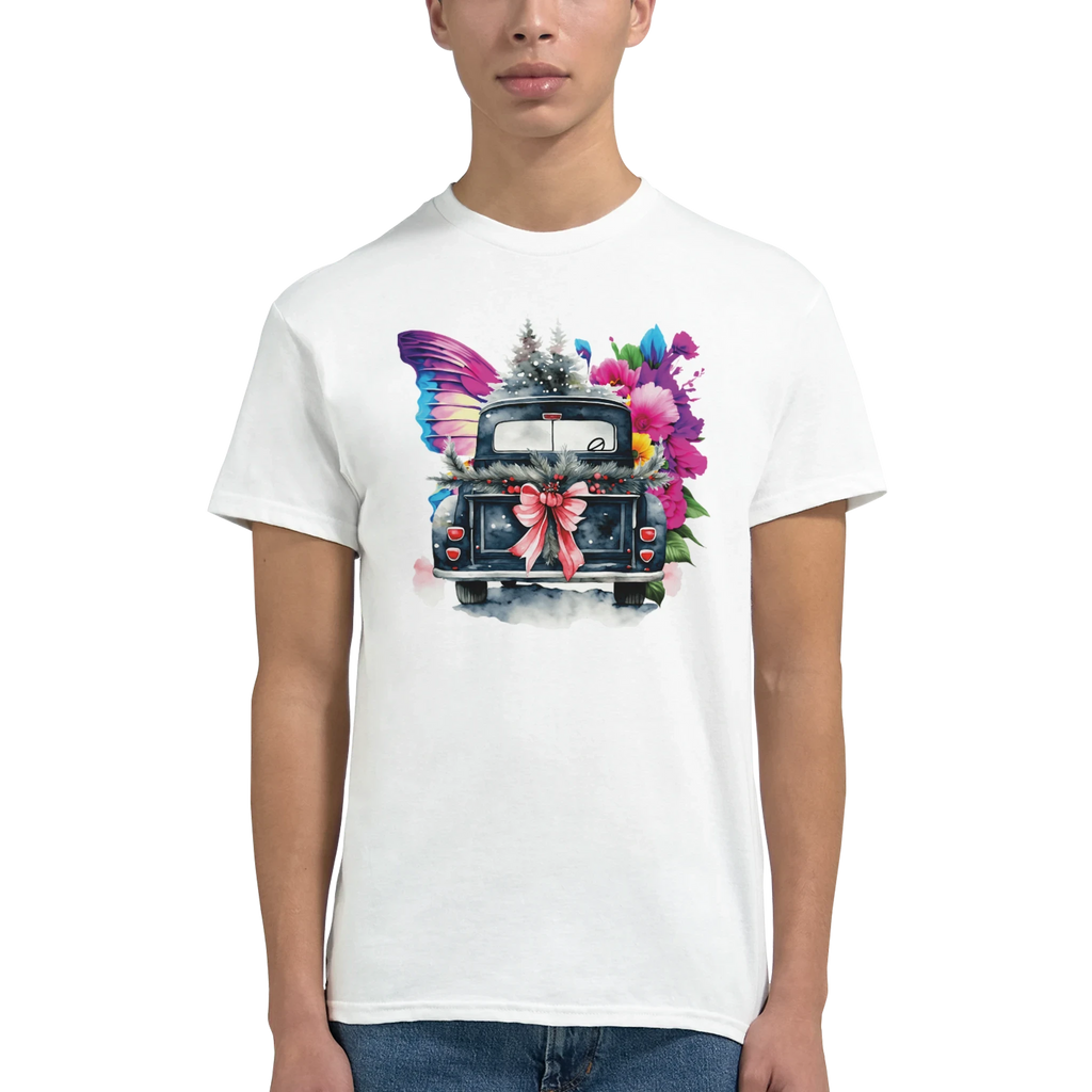 Bright Truck and Butterfly Design Heavyweight Unisex Crewneck T-shirt | Gildan® 5000
