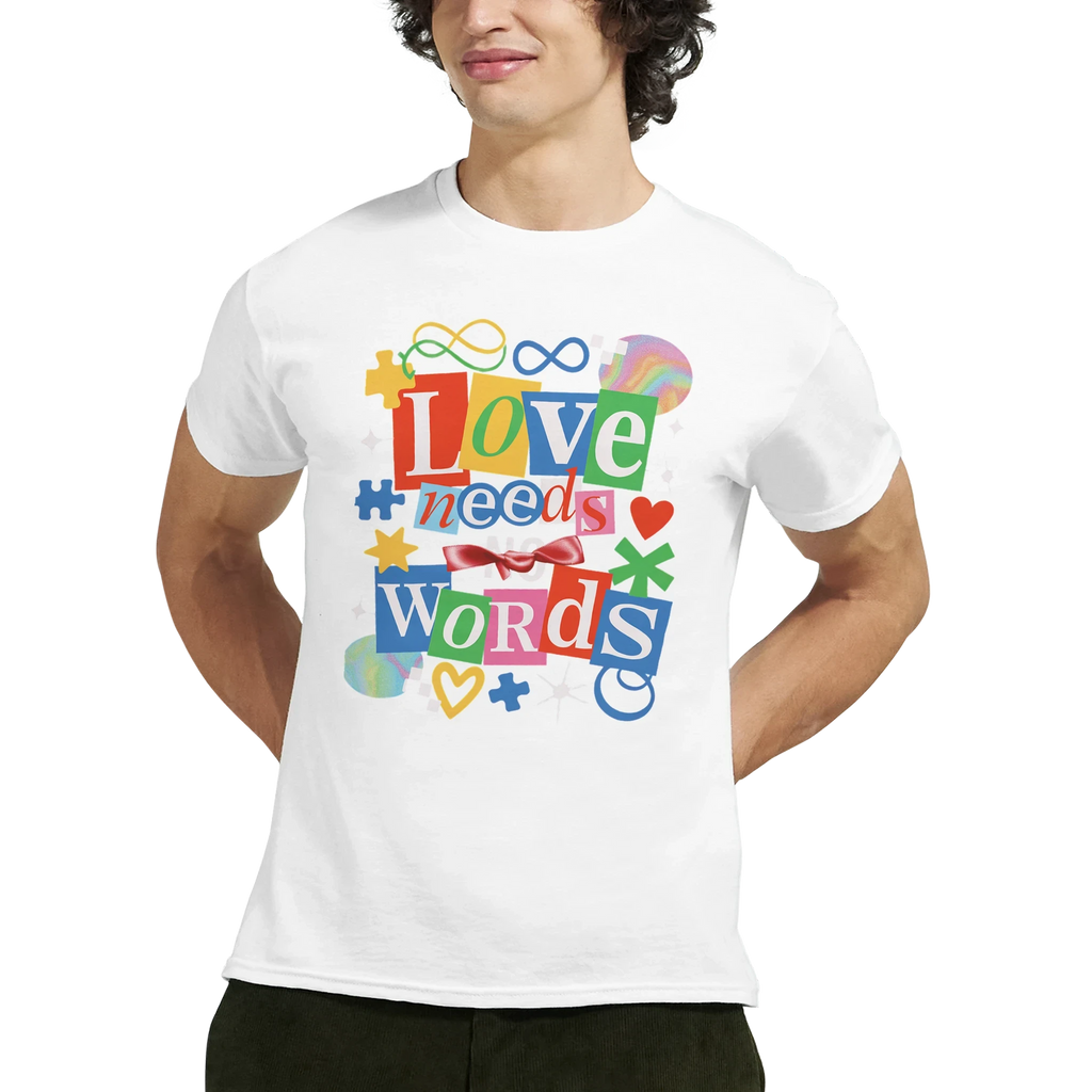 Love Needs Words Colorful Summer Graphic T-Shirt | Premium Heavyweight Cotton Tee