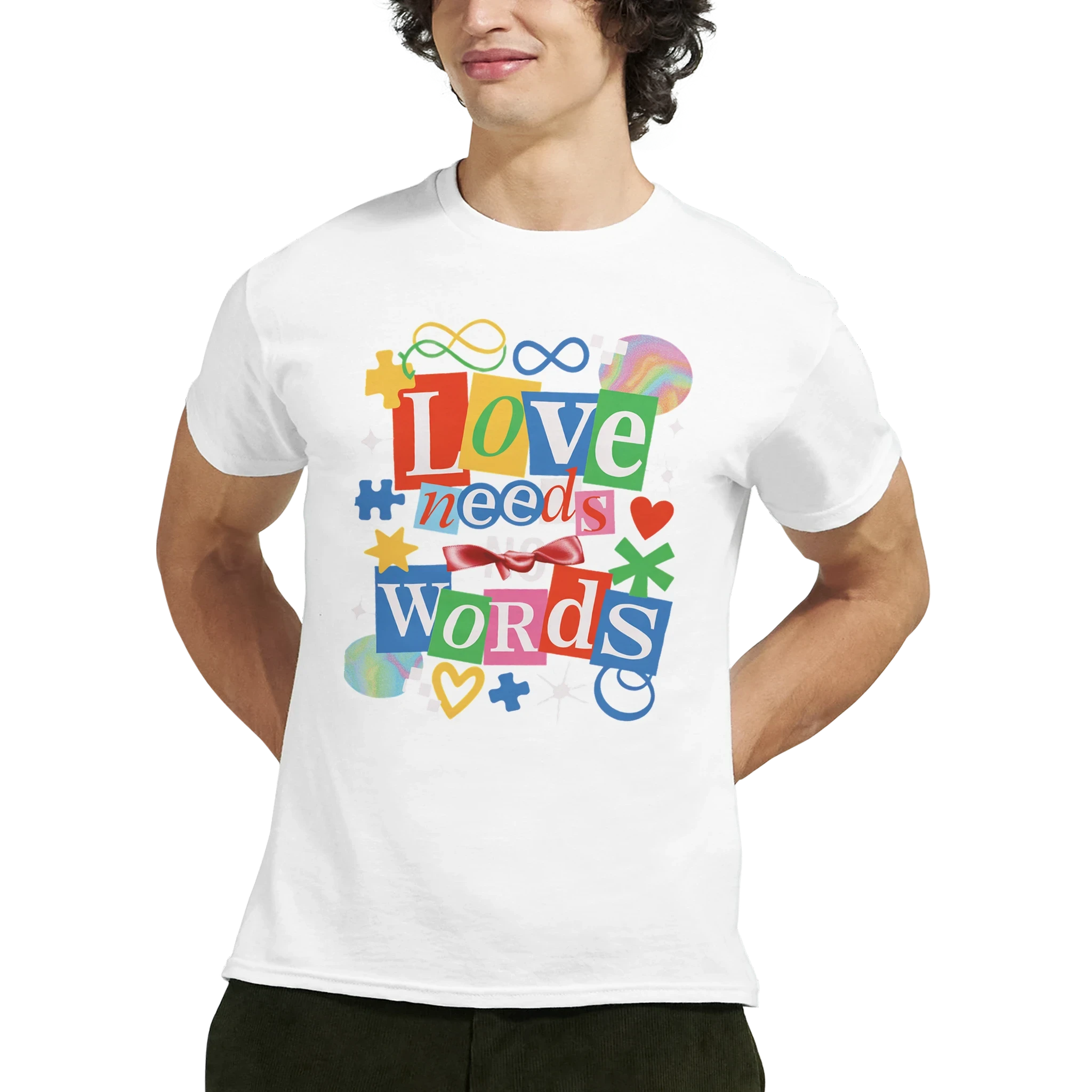 Love Needs Words Colorful Summer Graphic T-Shirt | Premium Heavyweight Cotton Tee
