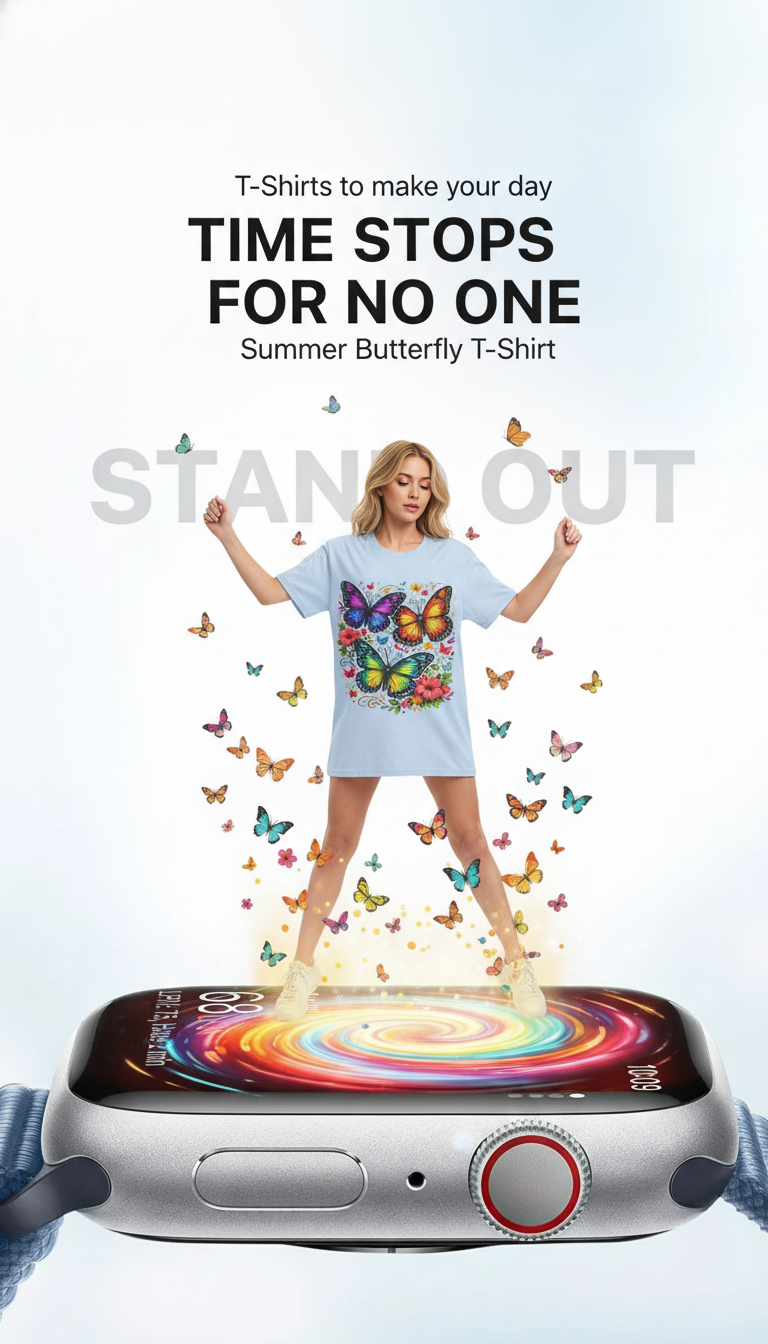 Chic Colorful Butterfly T-Shirt for a Stylish Summer Wardrobe
