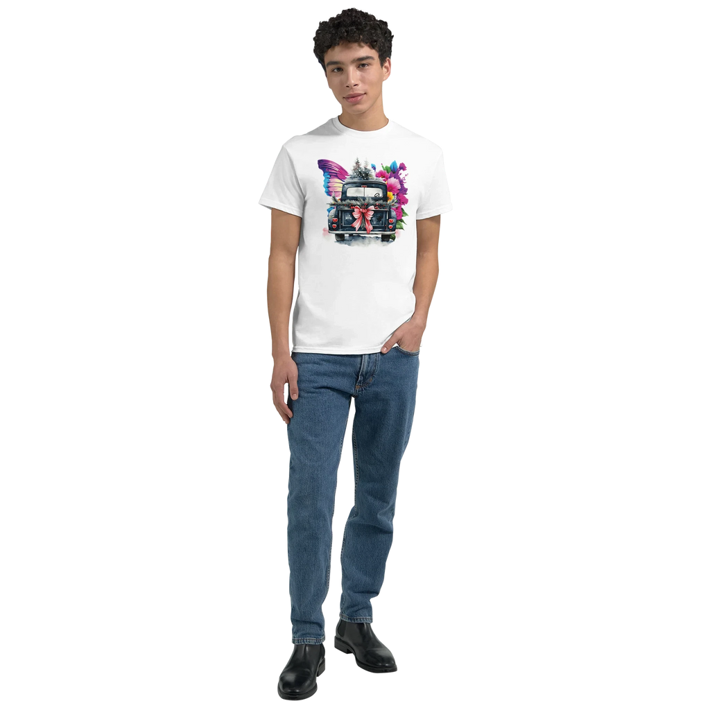 Bright Truck and Butterfly Design Heavyweight Unisex Crewneck T-shirt | Gildan® 5000