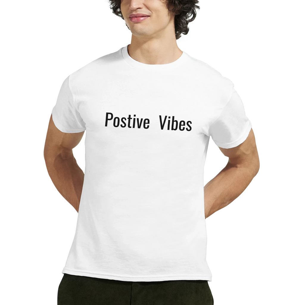 Positive Vibes Statement Heavyweight Cotton T-Shirt - Classic Relaxed Fit