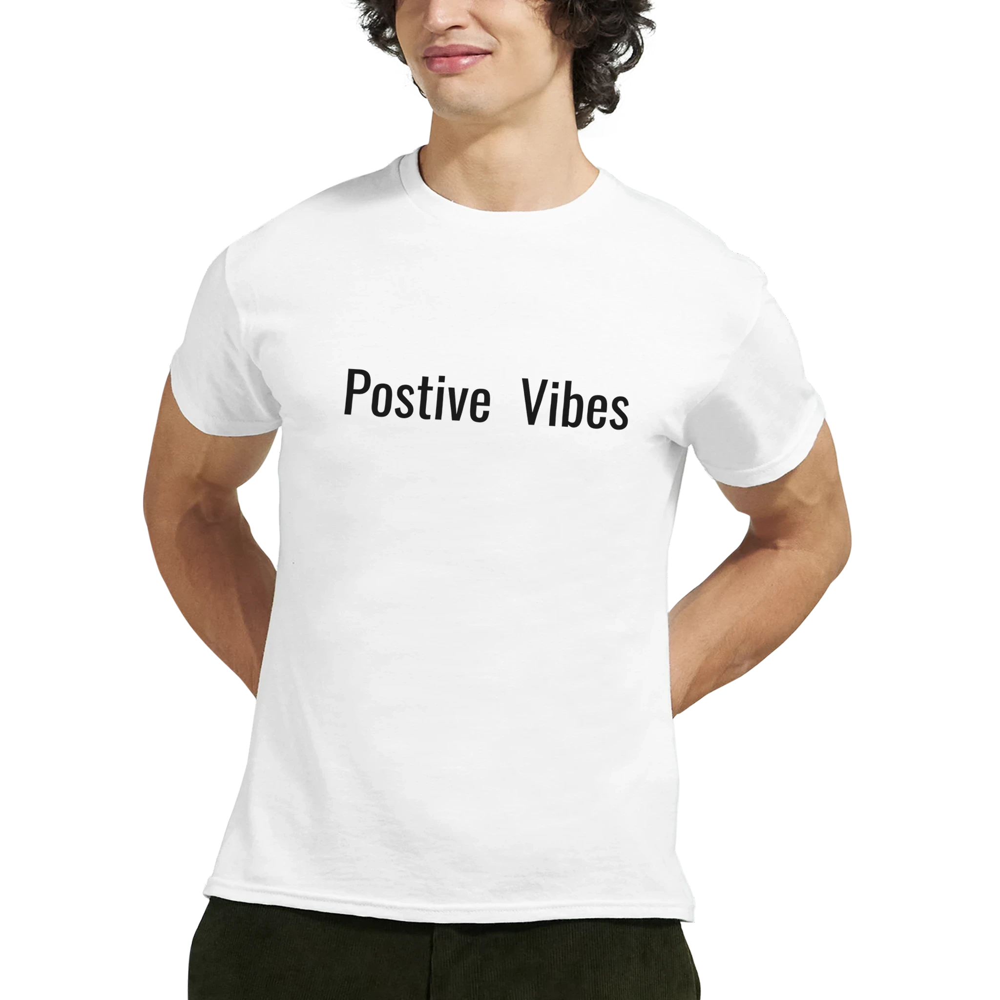 Positive Vibes Statement Heavyweight Cotton T-Shirt - Classic Relaxed Fit