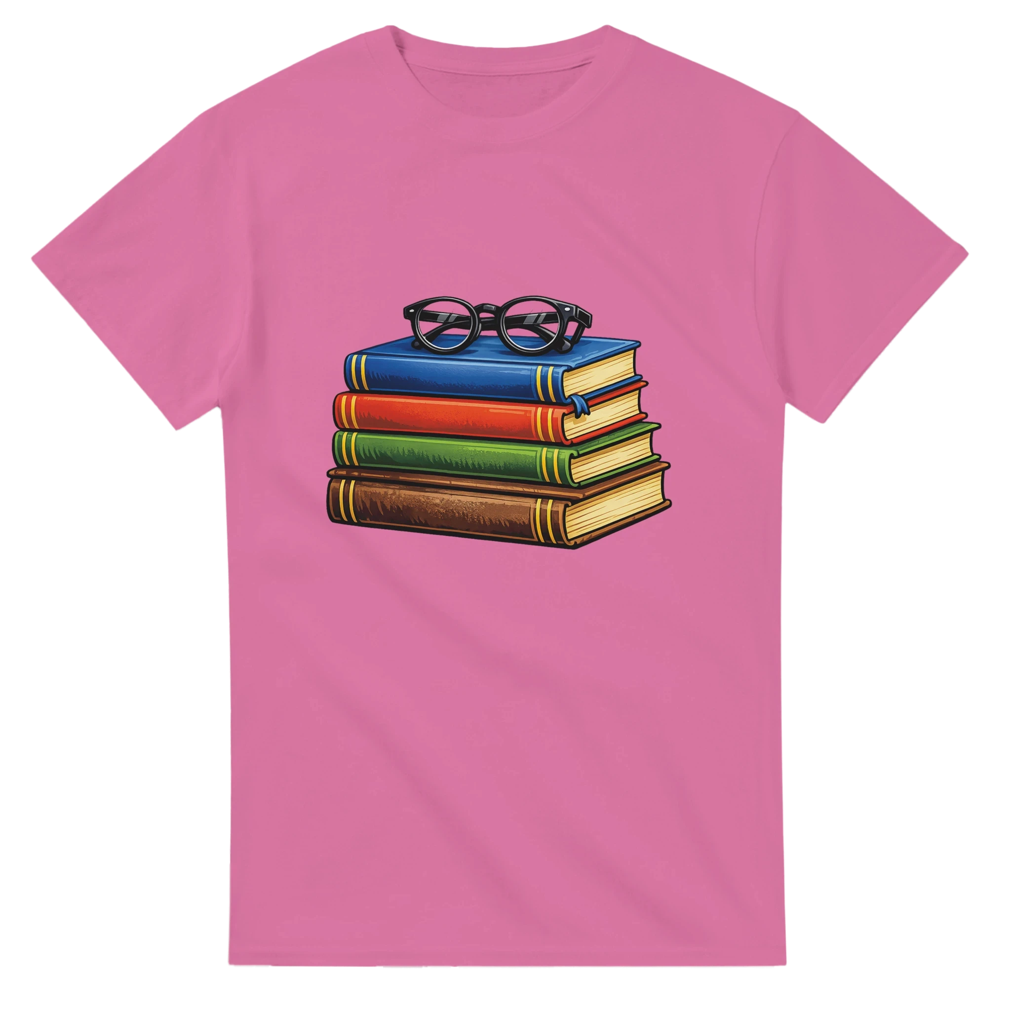 Books and Glasses Graphic T-Shirt – Premium Heavyweight Cotton Tee for Book Lovers or Teacher Gift or Student
