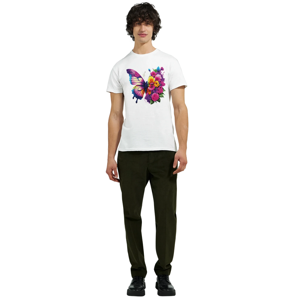 Butterfly and Flower Summer Bright T-Shirt – Casual Graphic Tee