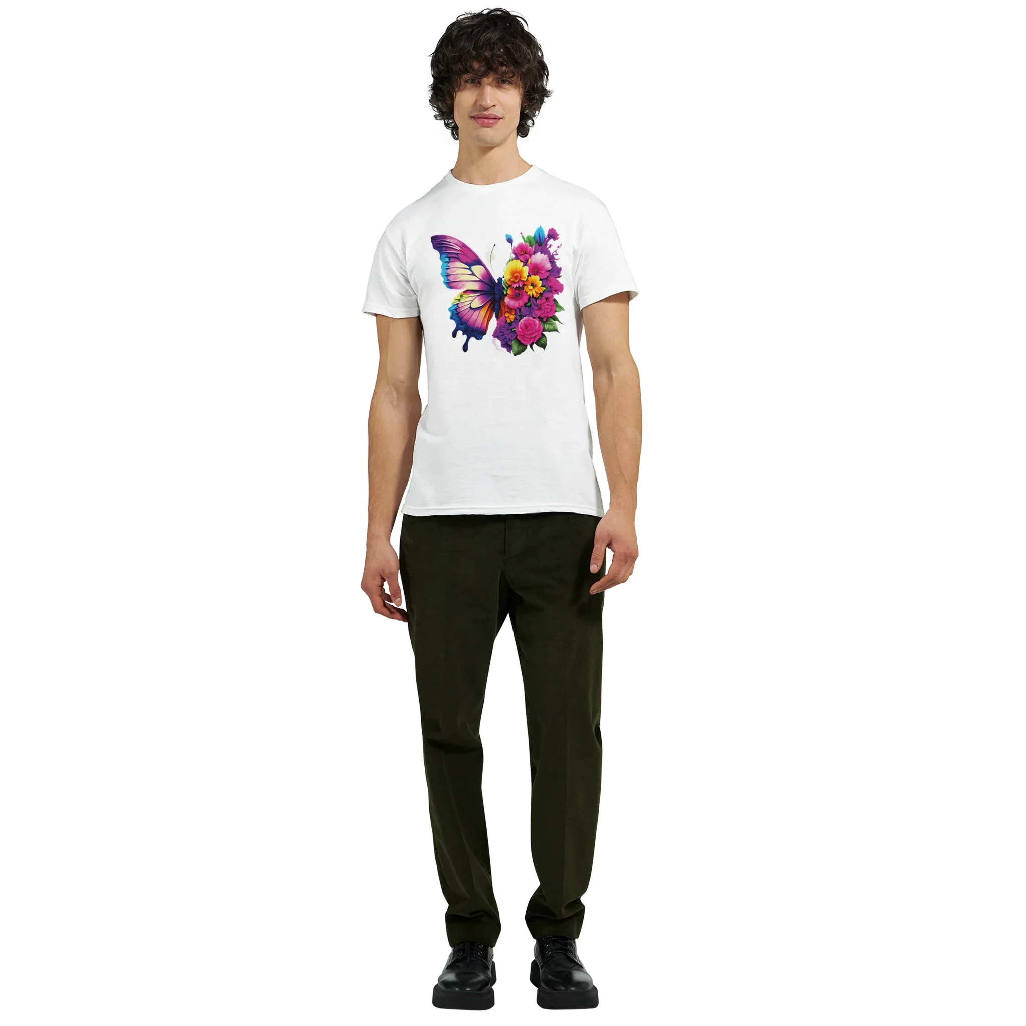 Butterfly and Flower Summer Bright T-Shirt – Casual Graphic Tee