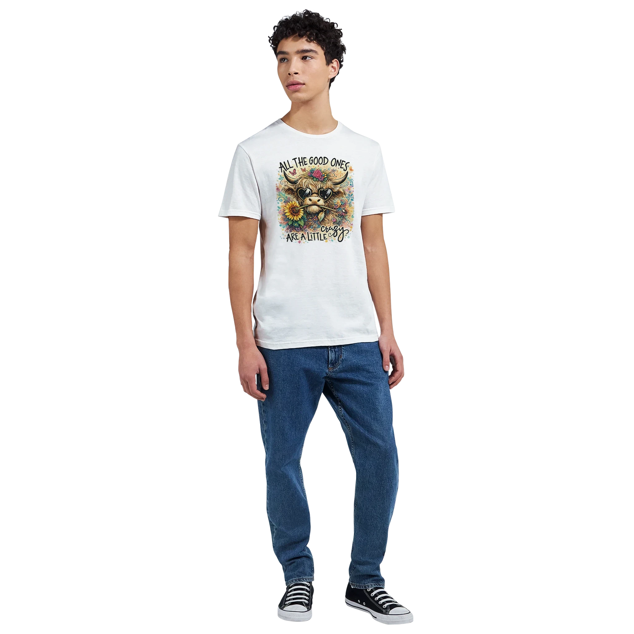 Good Ones Are Crazy Funny Cow Graphic T-Shirt - Premium Unisex Cotton Tee