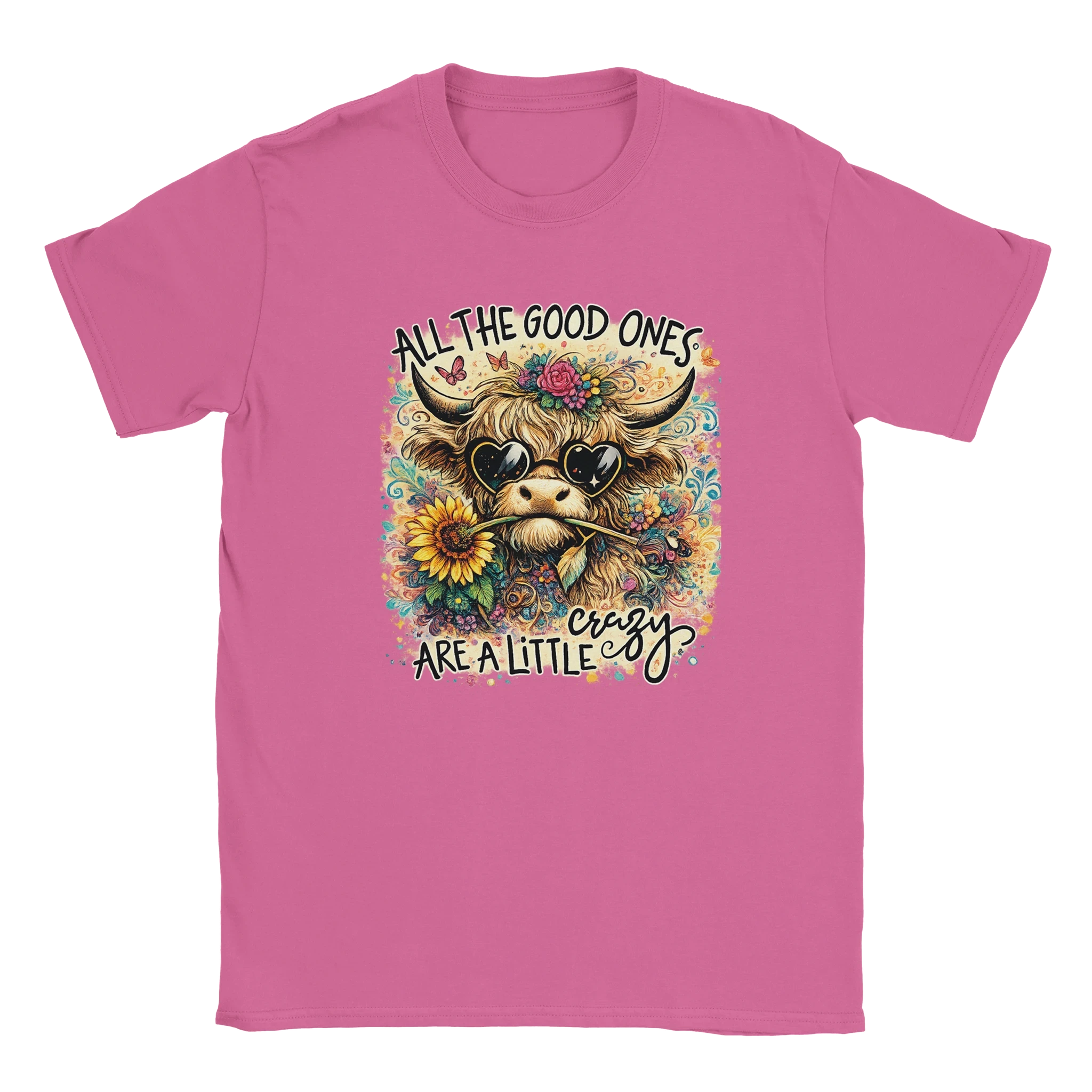 Good Ones Are Crazy Funny Cow Graphic T-Shirt - Premium Unisex Cotton Tee