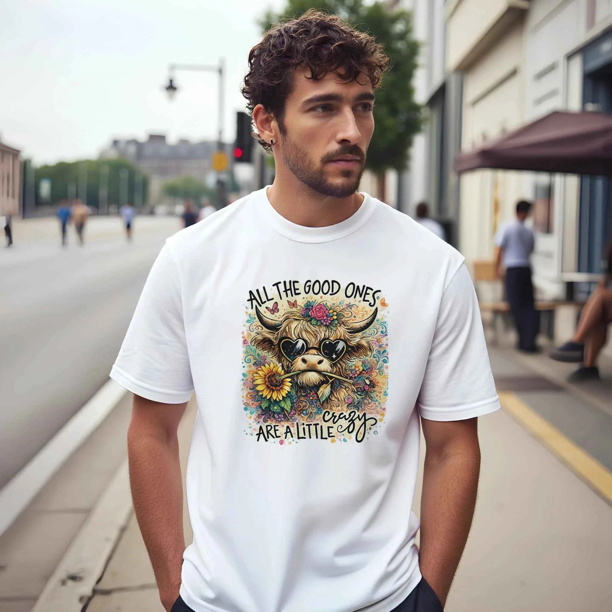 Good Ones Are Crazy Funny Cow Graphic T-Shirt - Premium Unisex Cotton Tee