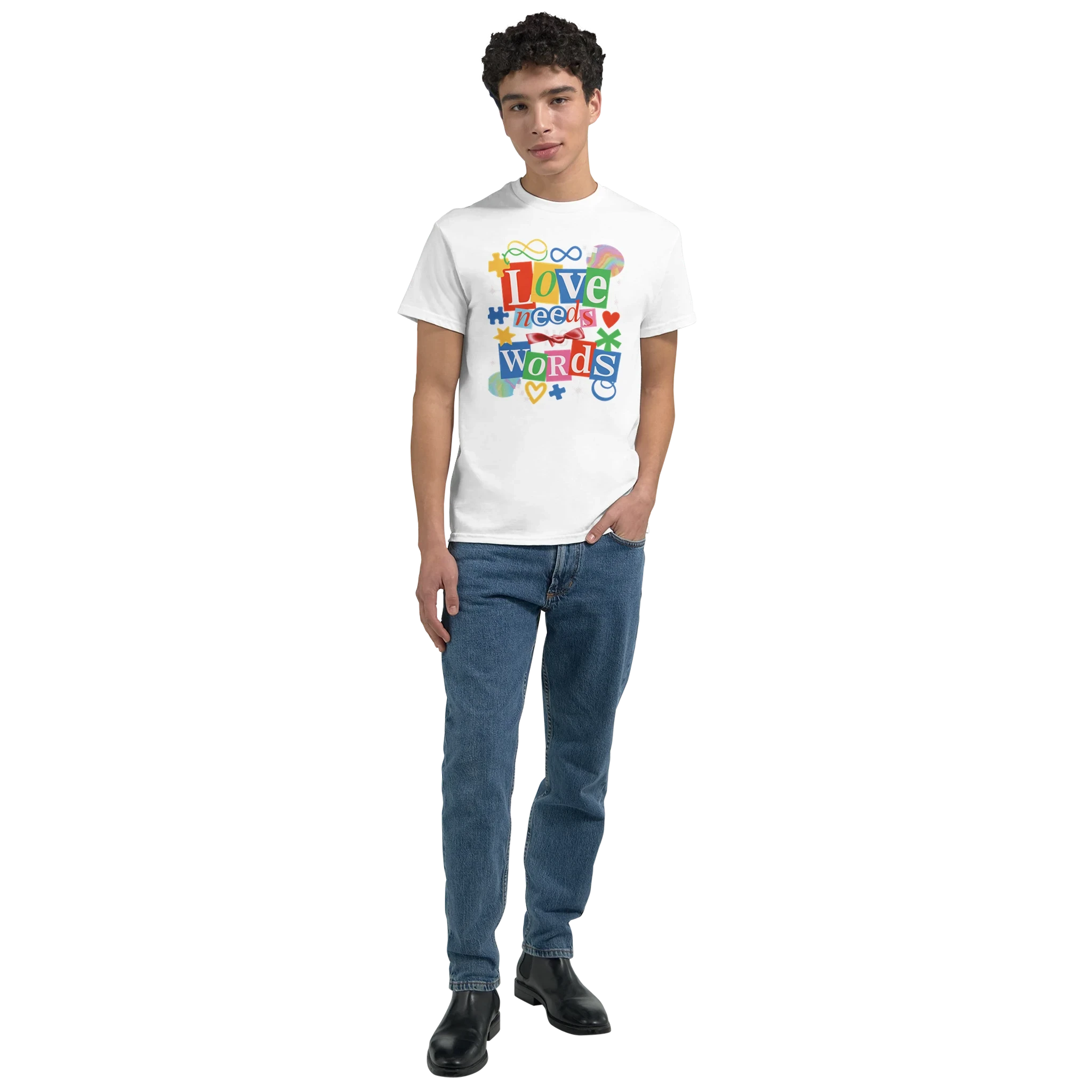 Love Needs Words Colorful Summer Graphic T-Shirt | Premium Heavyweight Cotton Tee