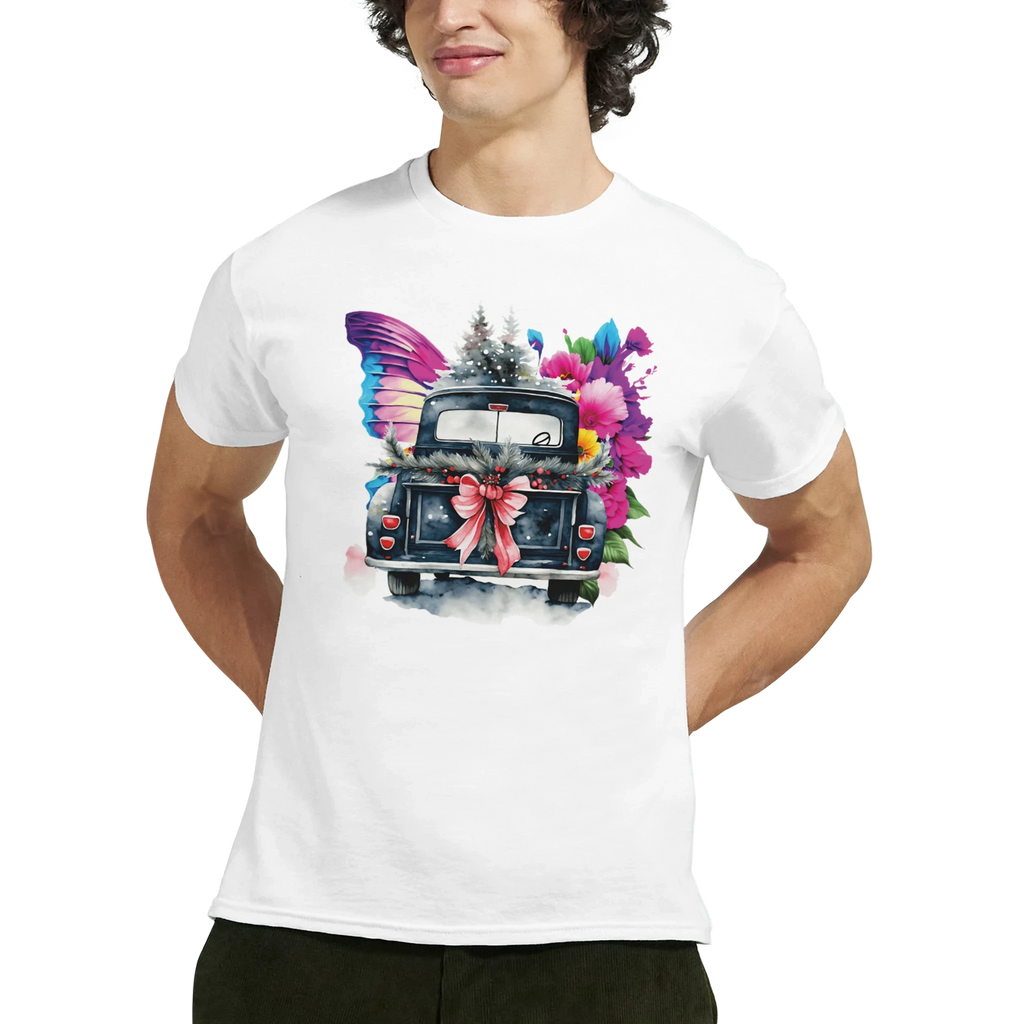 Bright Truck and Butterfly Design Heavyweight Unisex Crewneck T-shirt | Gildan® 5000
