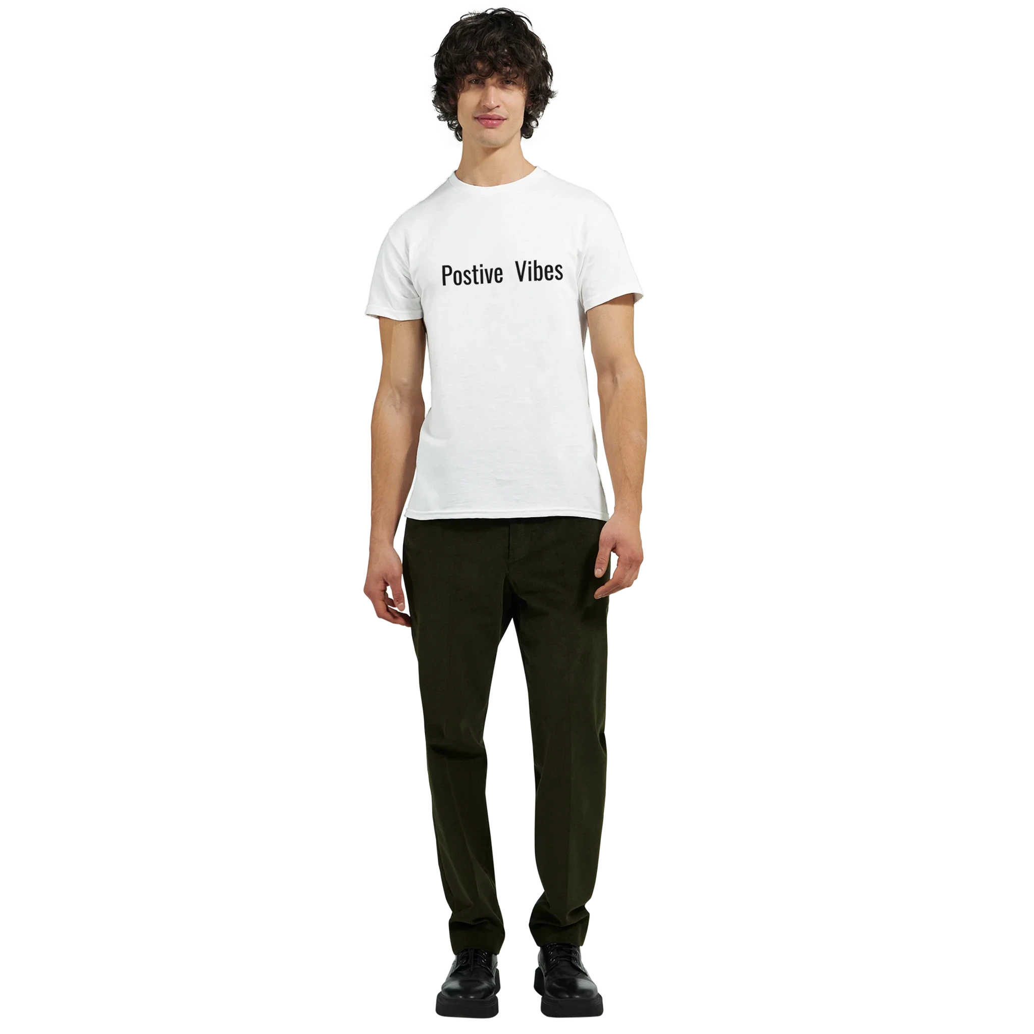 Positive Vibes Statement Heavyweight Cotton T-Shirt - Classic Relaxed Fit