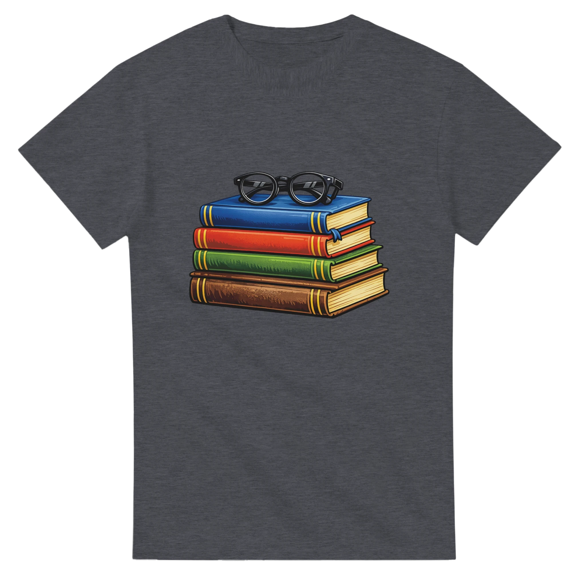 Books and Glasses Graphic T-Shirt – Premium Heavyweight Cotton Tee for Book Lovers or Teacher Gift or Student