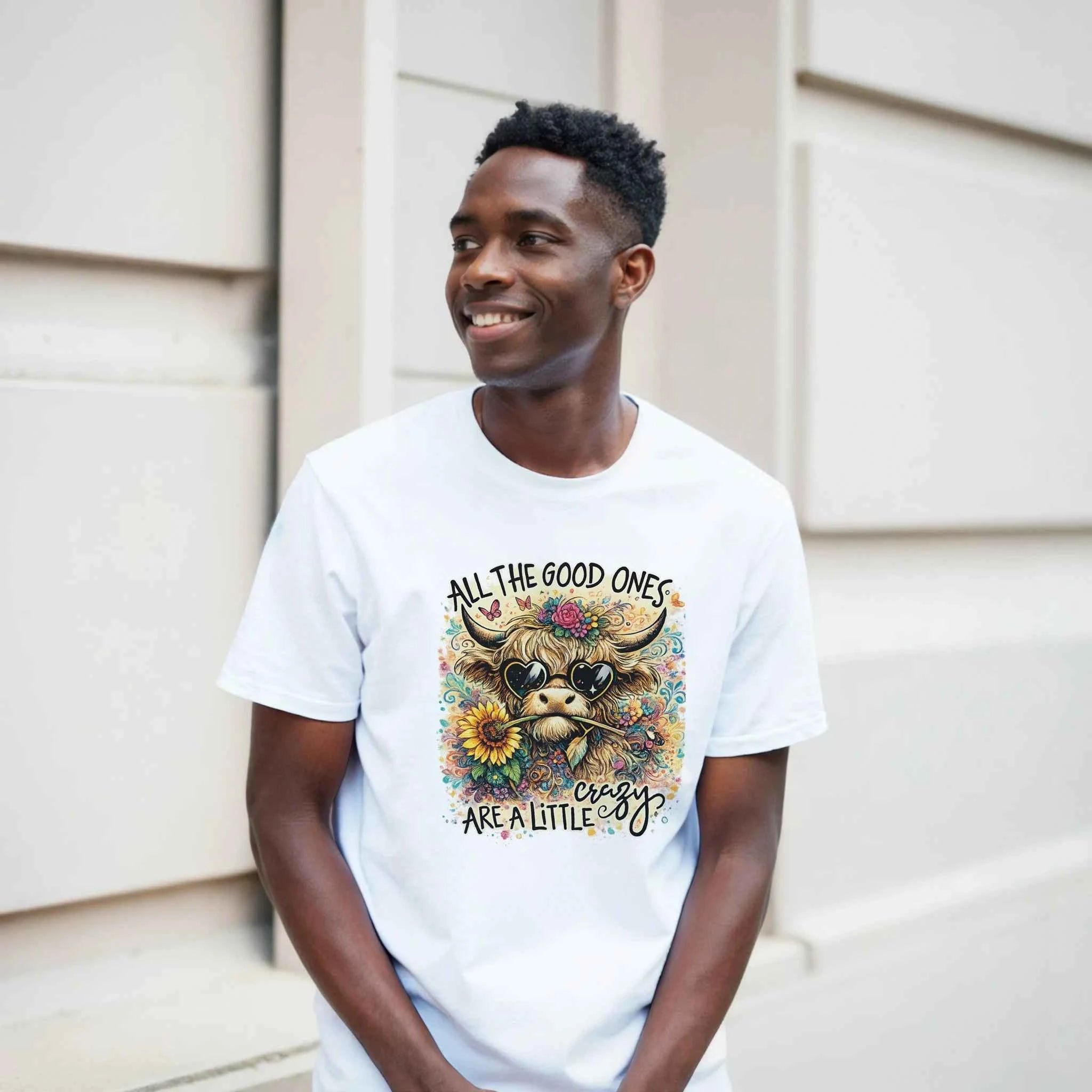 Good Ones Are Crazy Funny Cow Graphic T-Shirt - Premium Unisex Cotton Tee