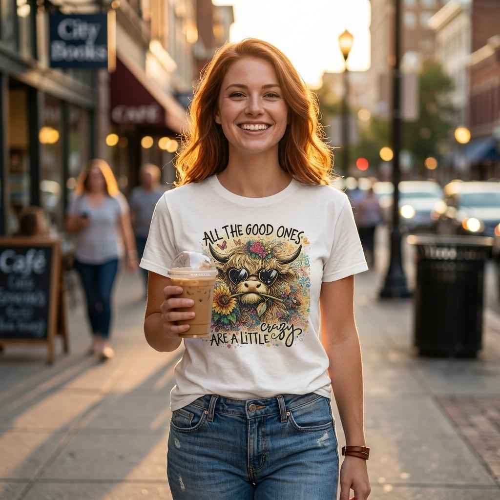 Good Ones Are Crazy Funny Cow Graphic T-Shirt - Premium Unisex Cotton Tee