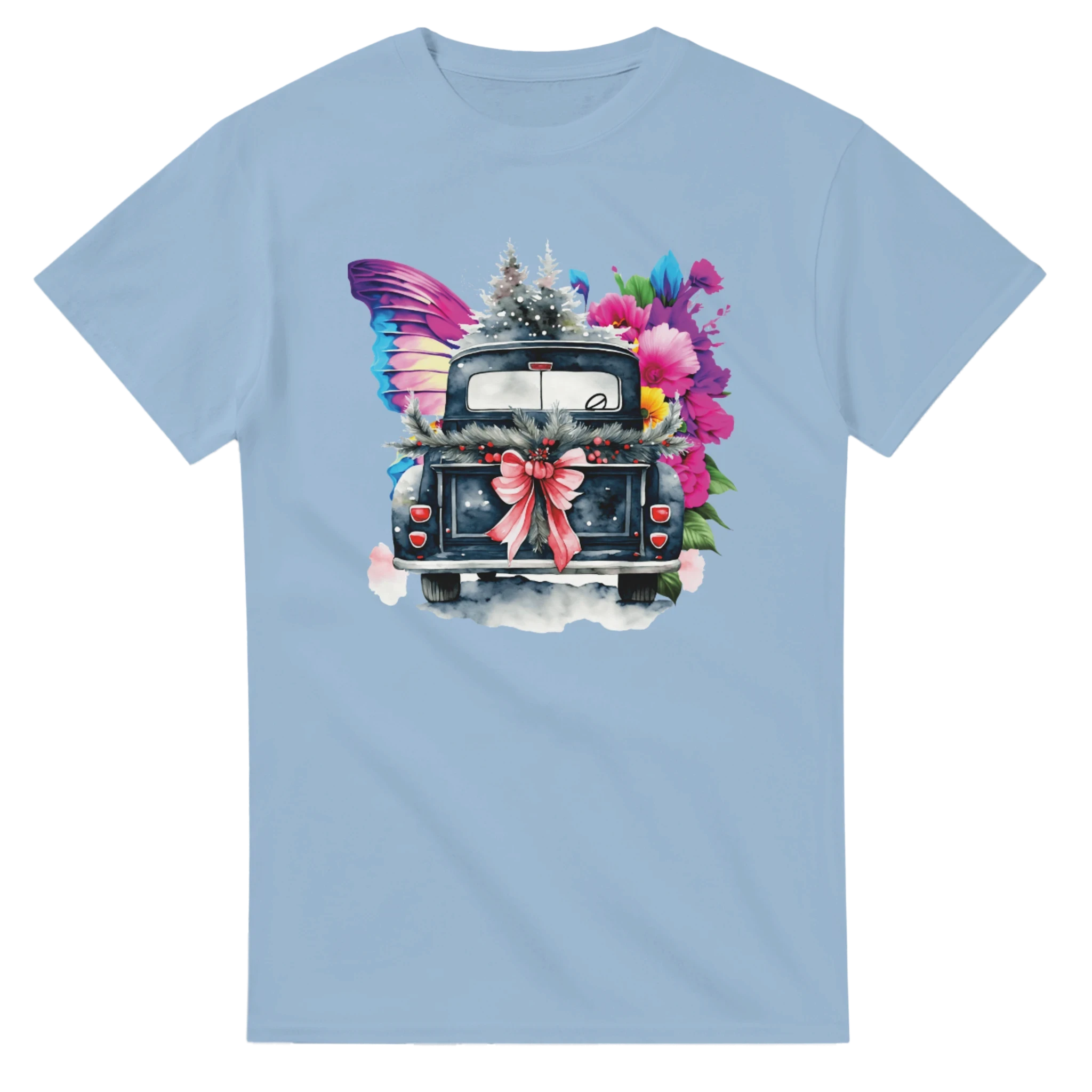Bright Truck and Butterfly Design Heavyweight Unisex Crewneck T-shirt | Gildan® 5000