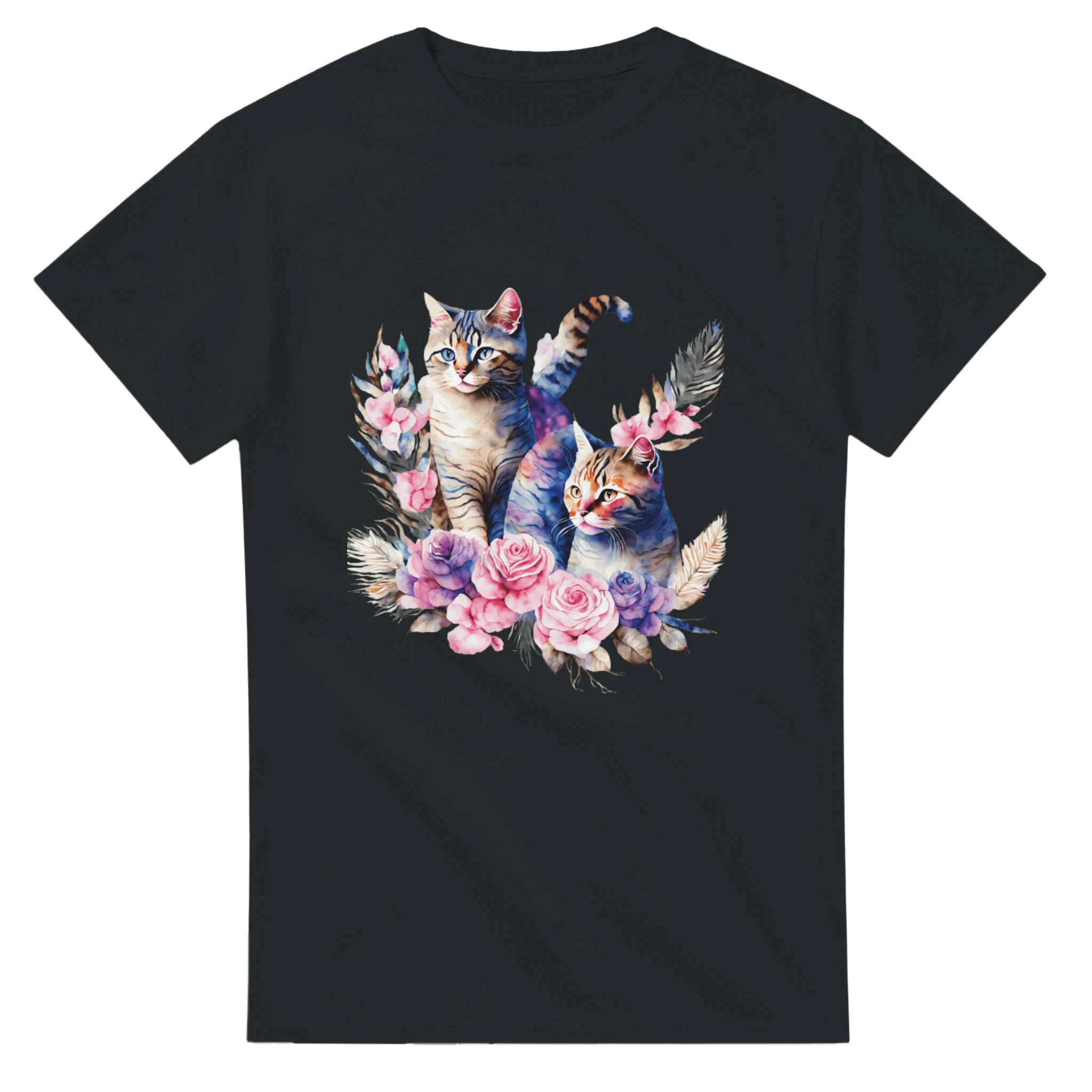 Colorful Cat Cotton T-Shirt - Premium Casual Crewneck Ideal Gift or for Cat Owners