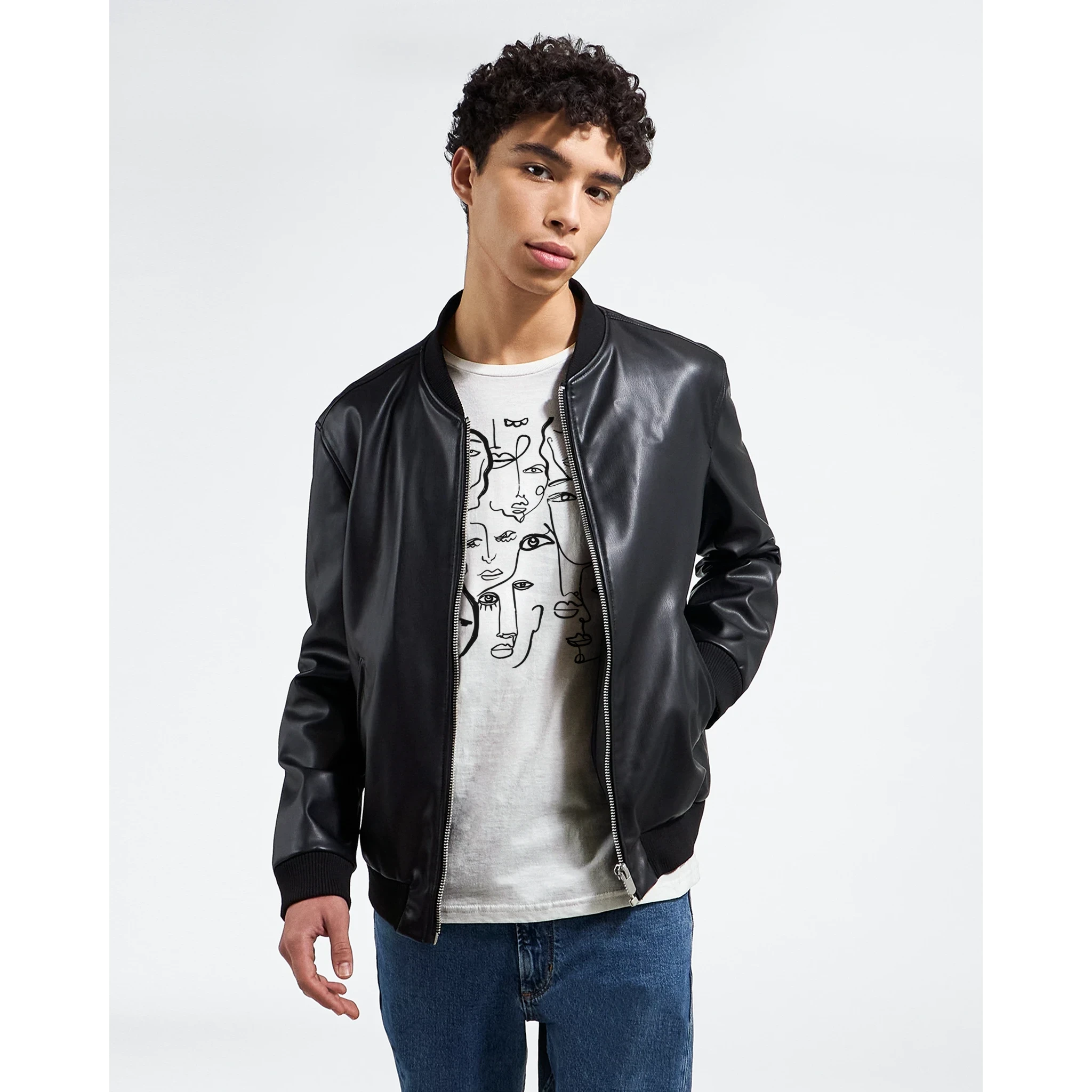 Artistic Many Faces Graphic T-Shirt - Premium Soft Ring-Spun Cotton Crewneck