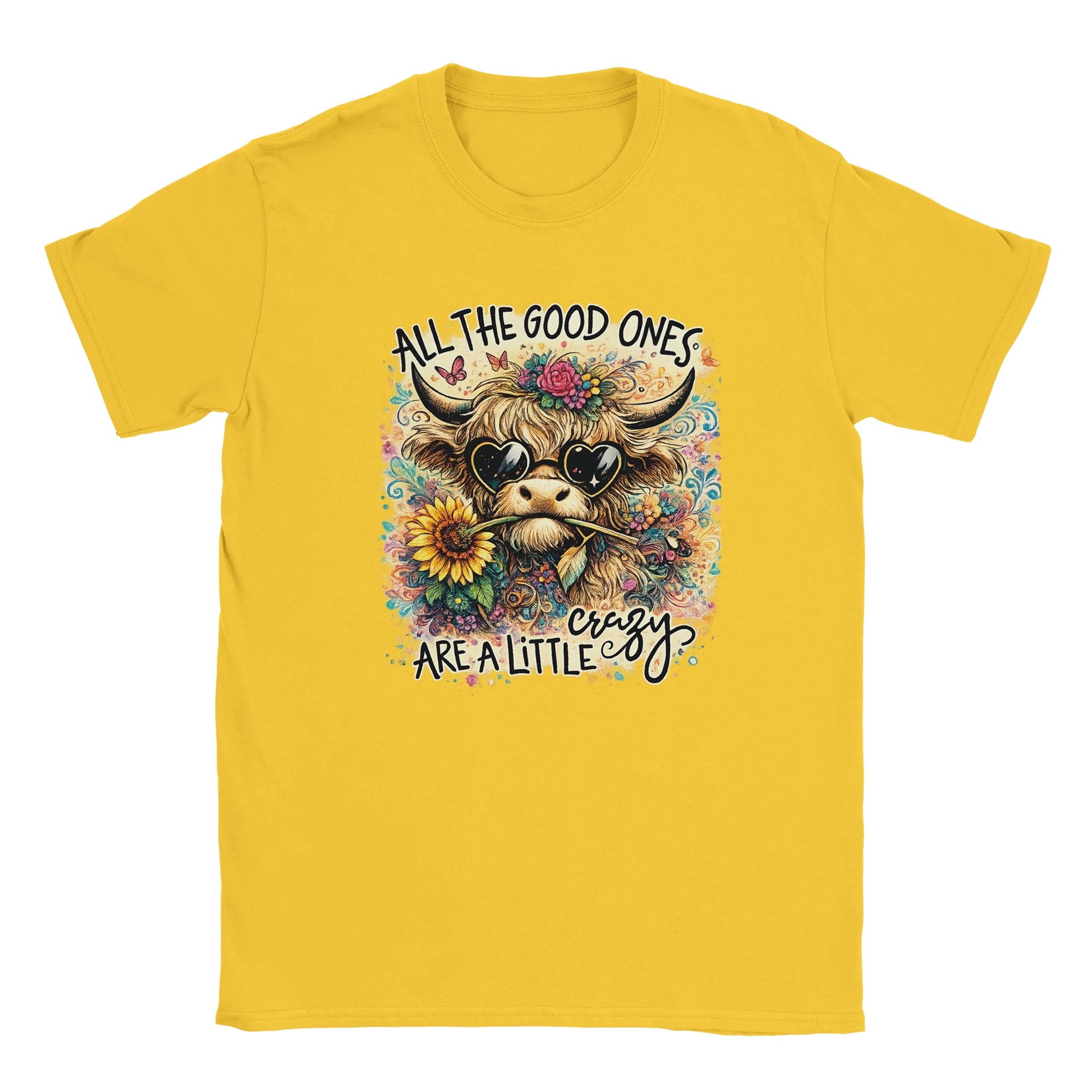 Good Ones Are Crazy Funny Cow Graphic T-Shirt - Premium Unisex Cotton Tee