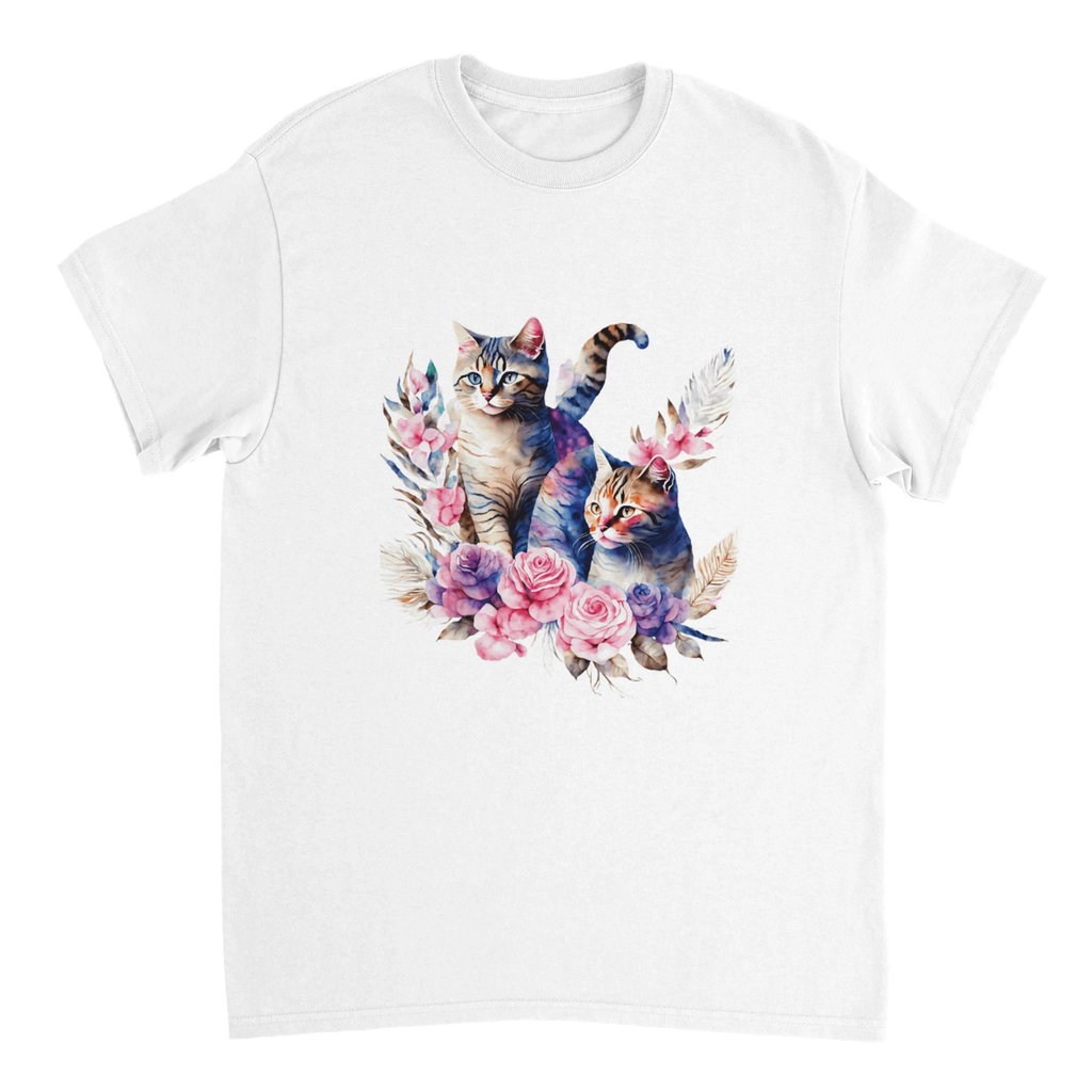 Colorful Cat Cotton T-Shirt - Premium Casual Crewneck Ideal Gift or for Cat Owners