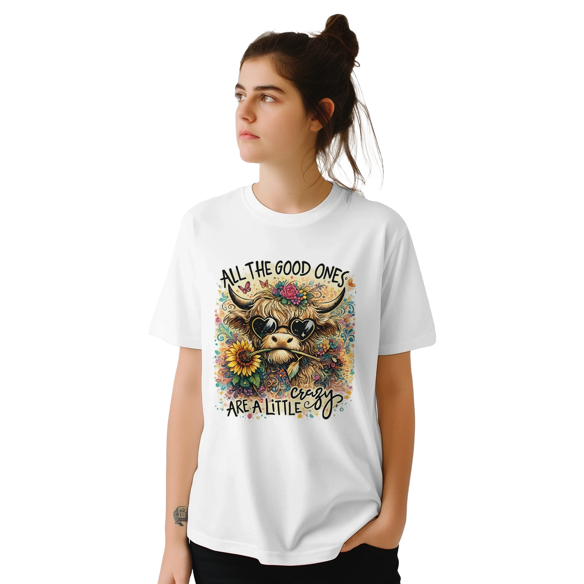Good Ones Are Crazy Funny Cow Graphic T-Shirt - Premium Unisex Cotton Tee