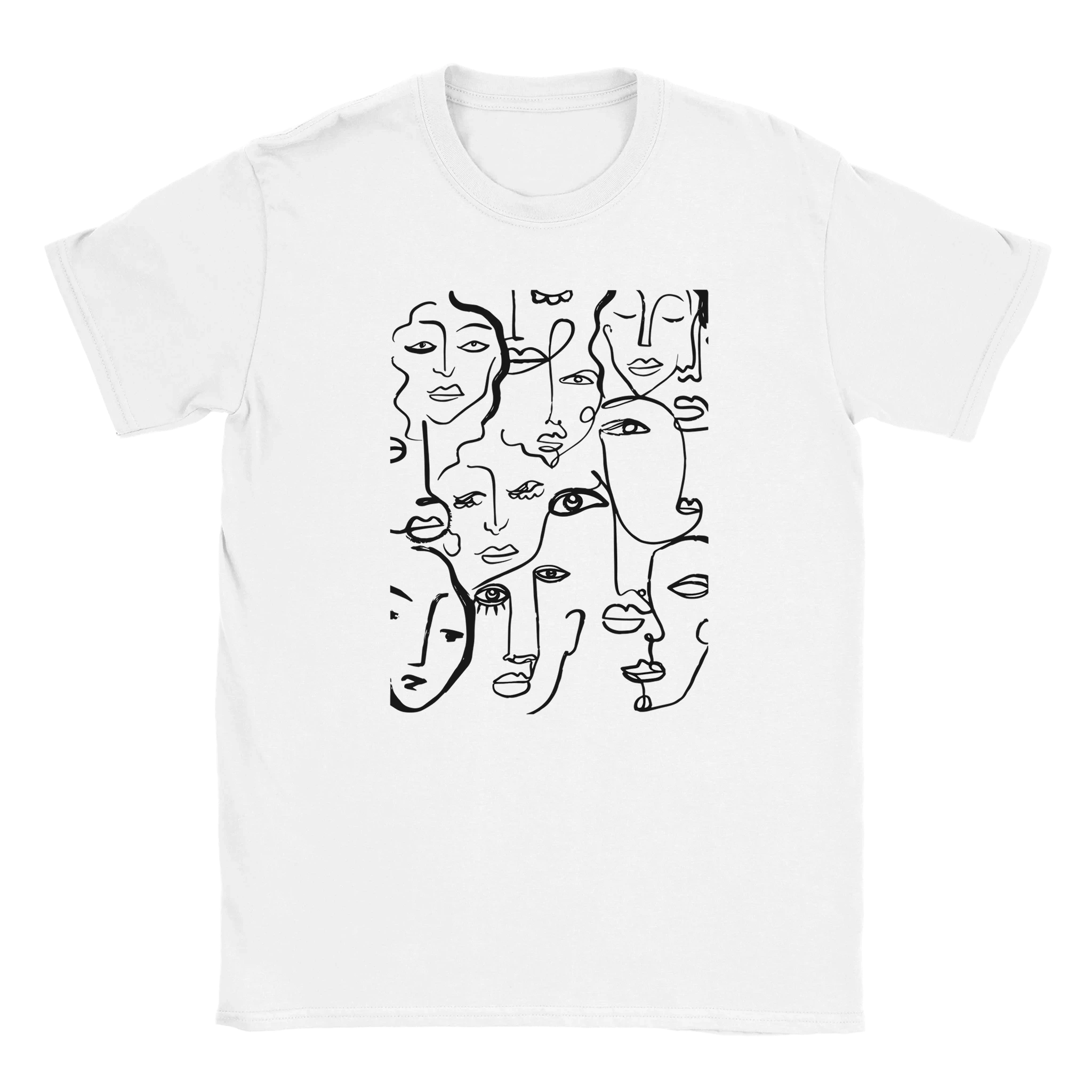Artistic Many Faces Graphic T-Shirt - Premium Soft Ring-Spun Cotton Crewneck