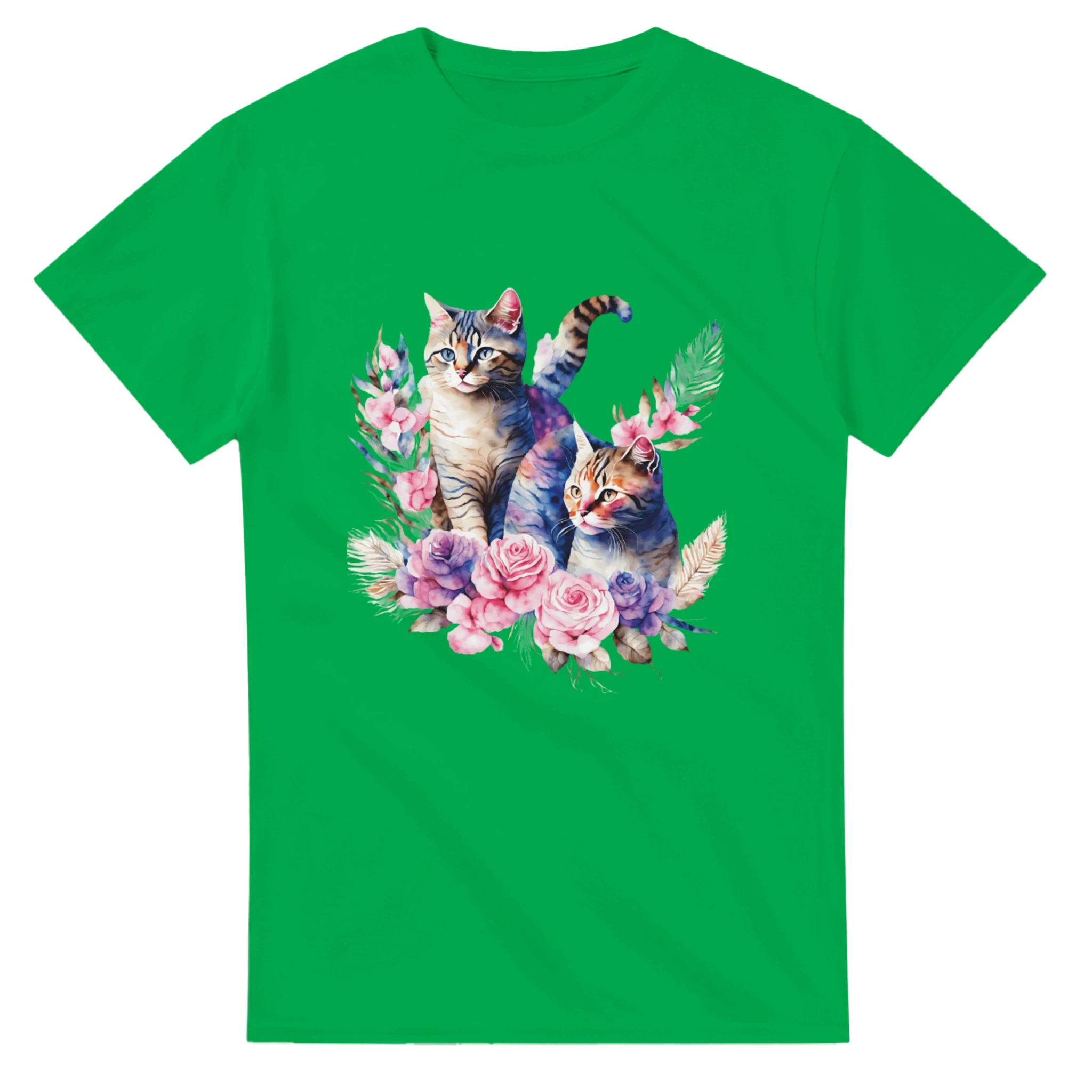 Colorful Cat Cotton T-Shirt - Premium Casual Crewneck Ideal Gift or for Cat Owners