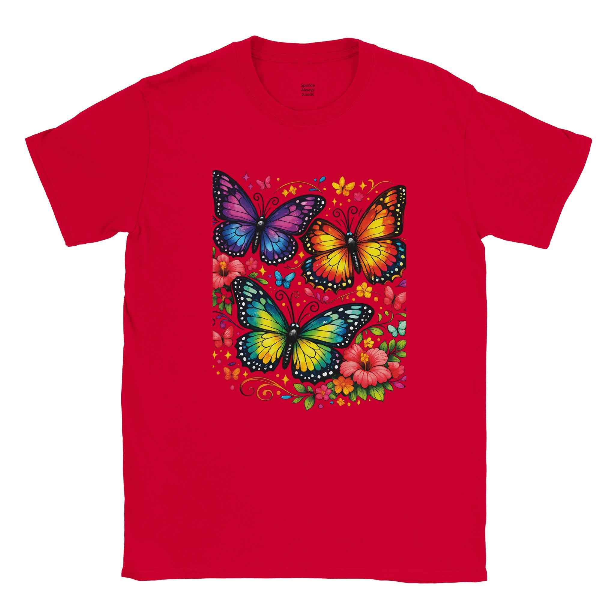 Chic Colorful Butterfly Graphic T-Shirt - 100% Cotton Summer Tee