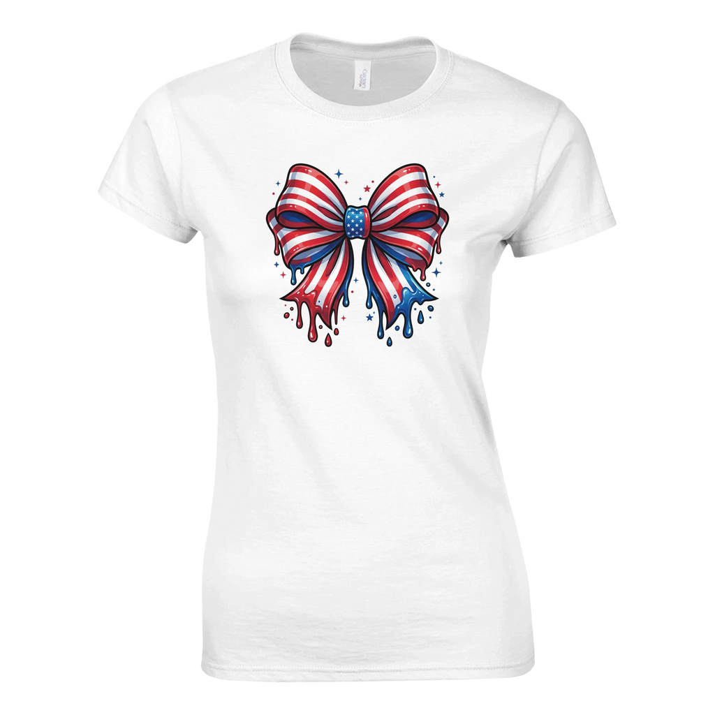 USA Flag Bow Women's T-Shirt | Patriotic Graphic Tee
