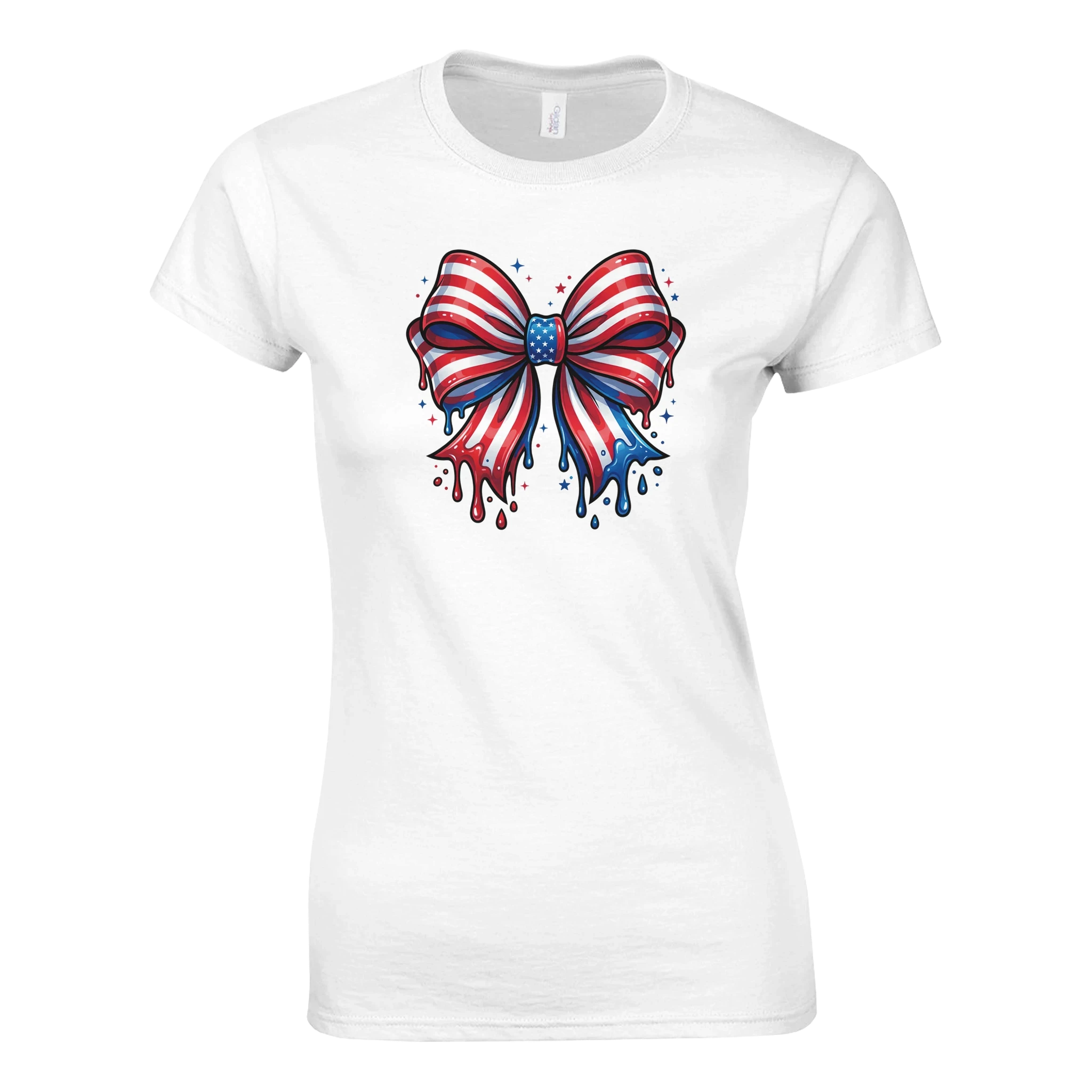 USA Flag Bow Women's T-Shirt | Patriotic Graphic Tee