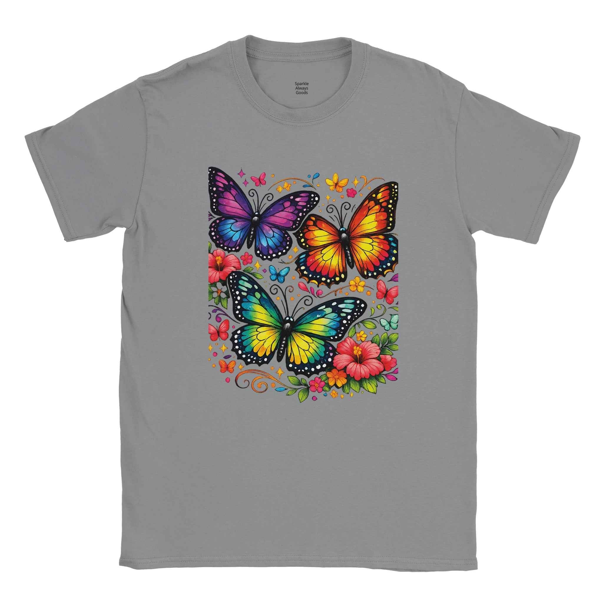 Chic Colorful Butterfly Graphic T-Shirt - 100% Cotton Summer Tee