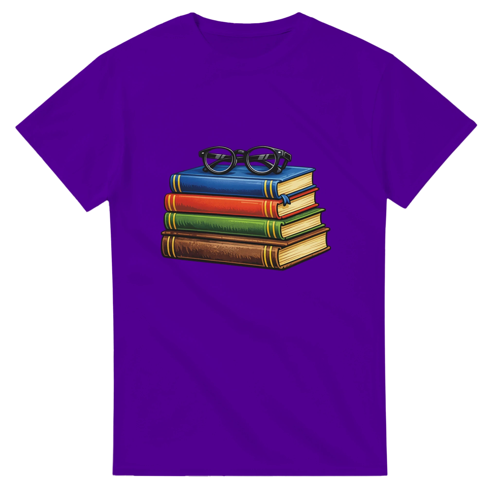 Books and Glasses Graphic T-Shirt – Premium Heavyweight Cotton Tee for Book Lovers or Teacher Gift or Student