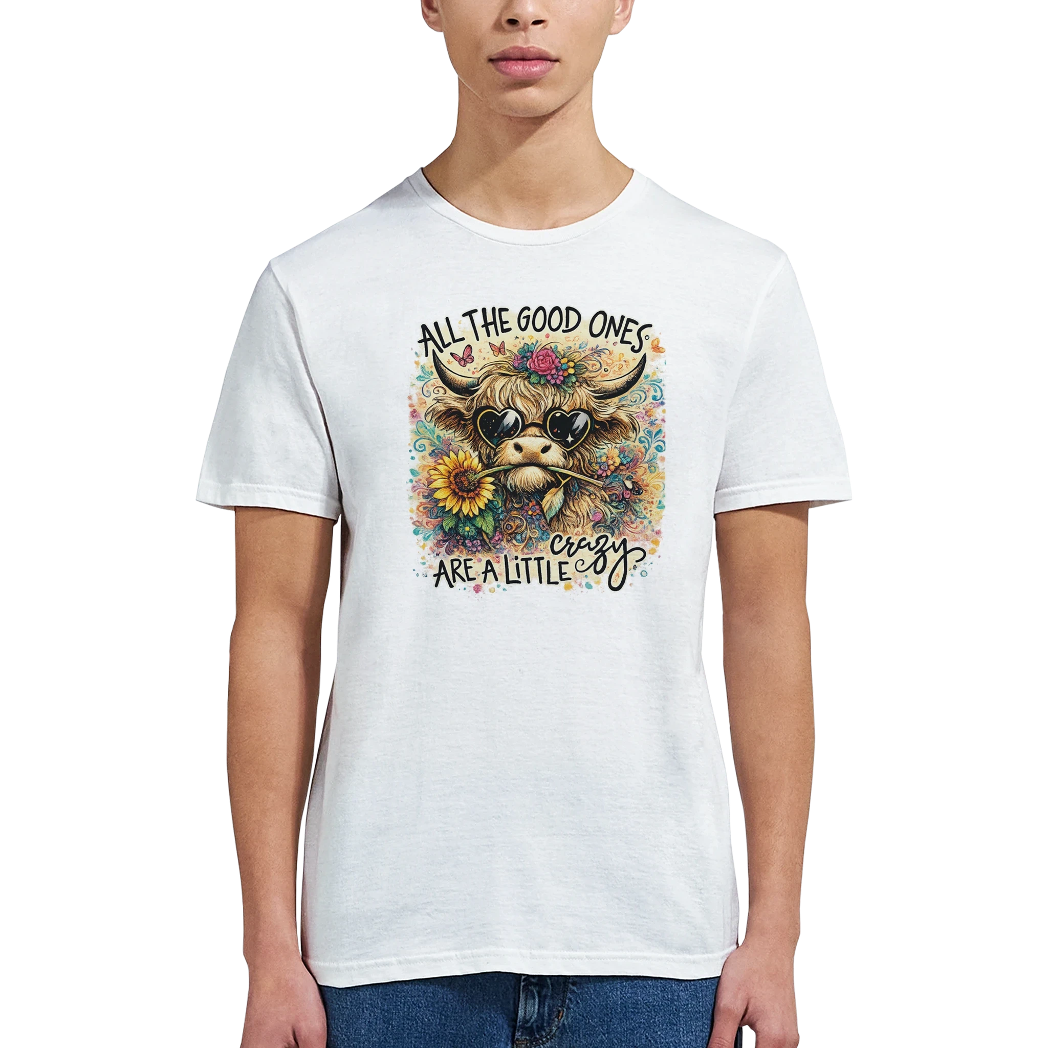 Good Ones Are Crazy Funny Cow Graphic T-Shirt - Premium Unisex Cotton Tee